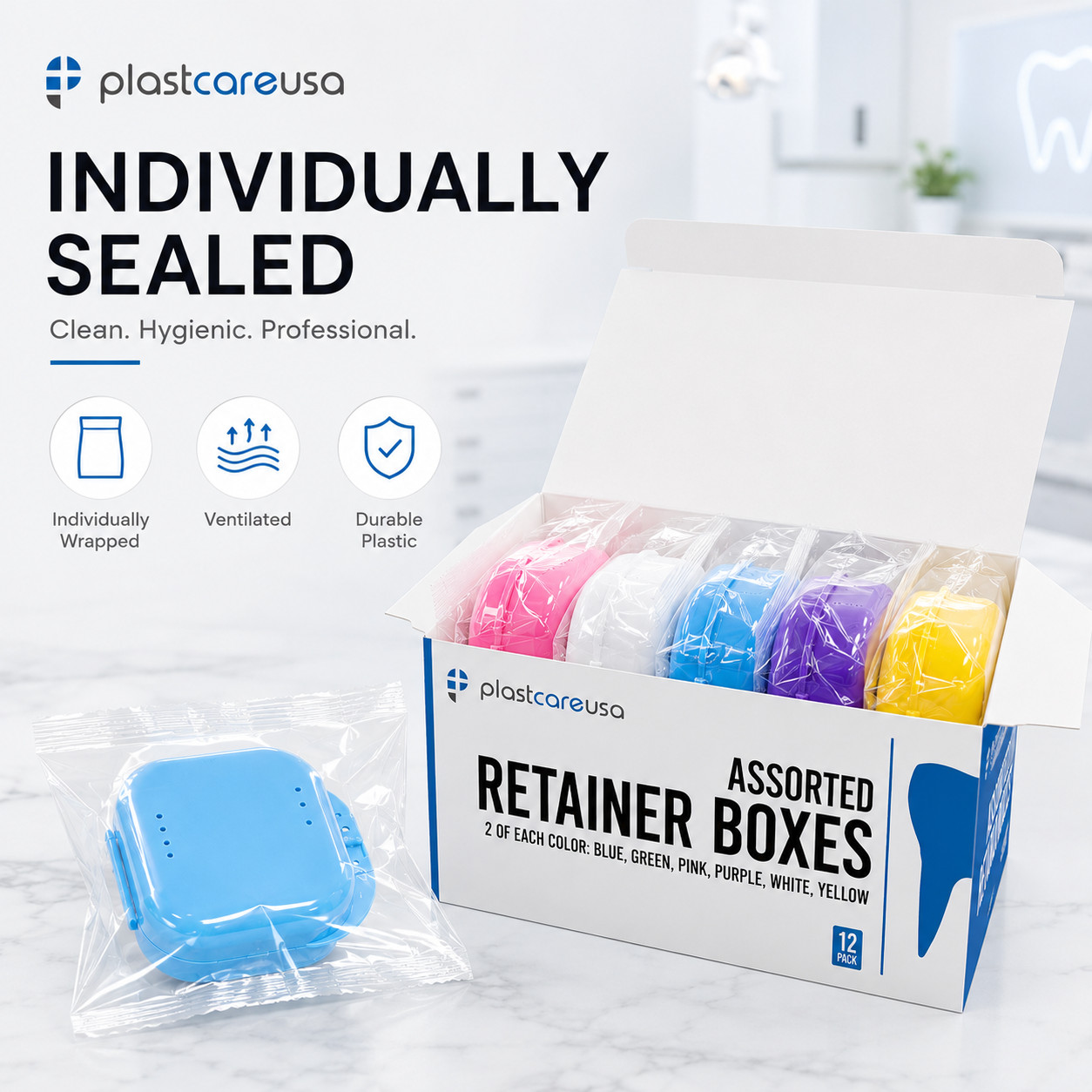36 Sealed Assorted Dental Retainer Denture Case, Mouthguard Containers (3 Boxes)
