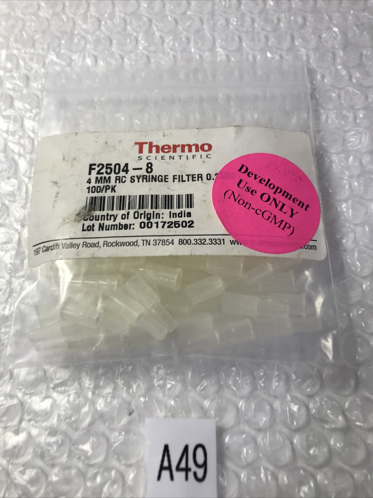*New Thermo Scientific F2504 – 8 -4 mm RC Syringe Filter 0.2 50/Pack !