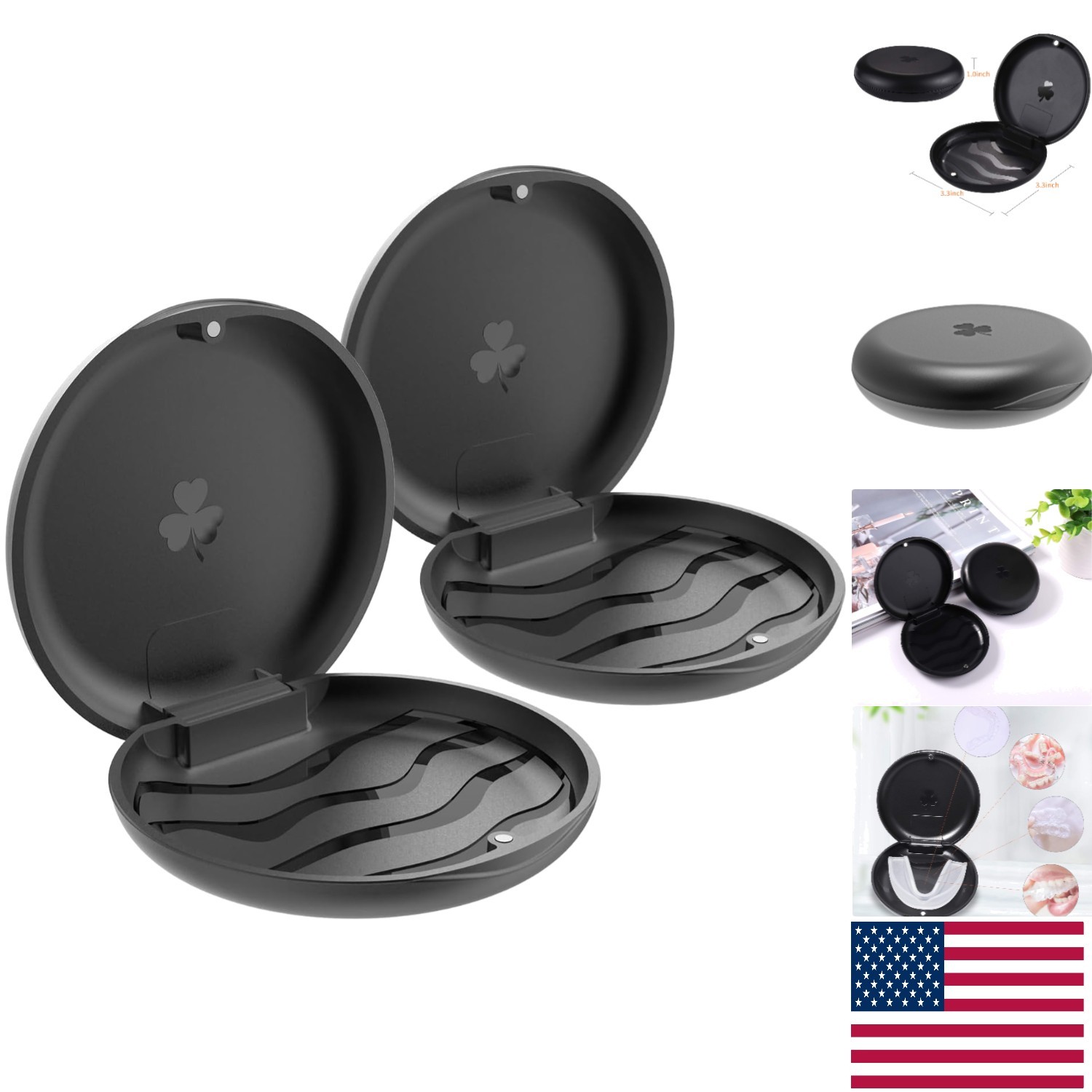 Durable Black Orthodontic Retainer Cases – Lockable & Easy to Clean (2 Pack)
