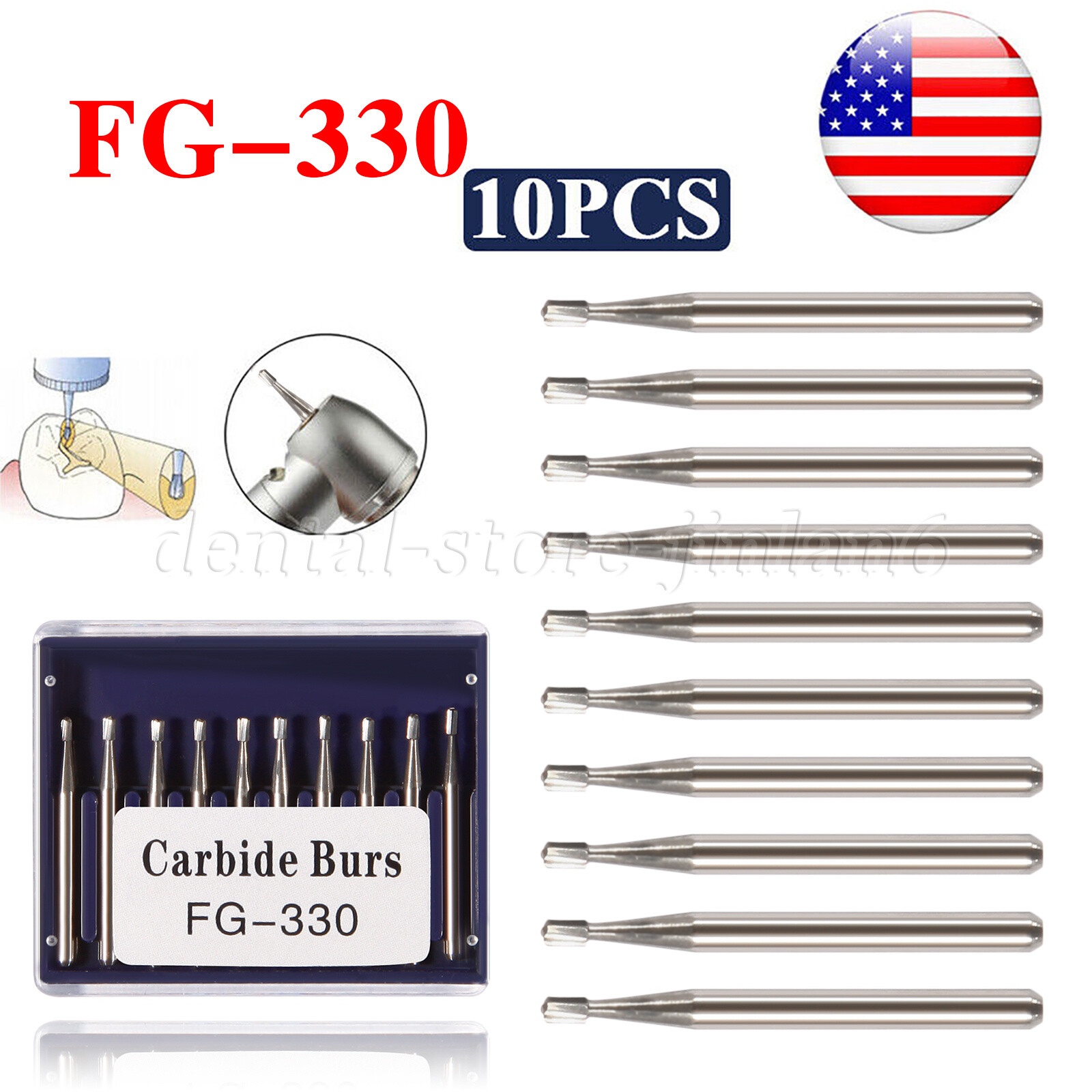 FG # 330 Pear Dental Acero Tungsteno FG Fresas Carburo para Alta Velocidad Pieza