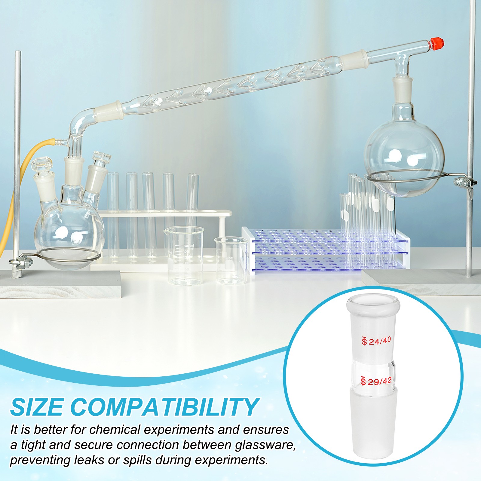 Glass Reducing Connecting Adapter, 1 Pcs from 24/40 to 29/42, Style 13