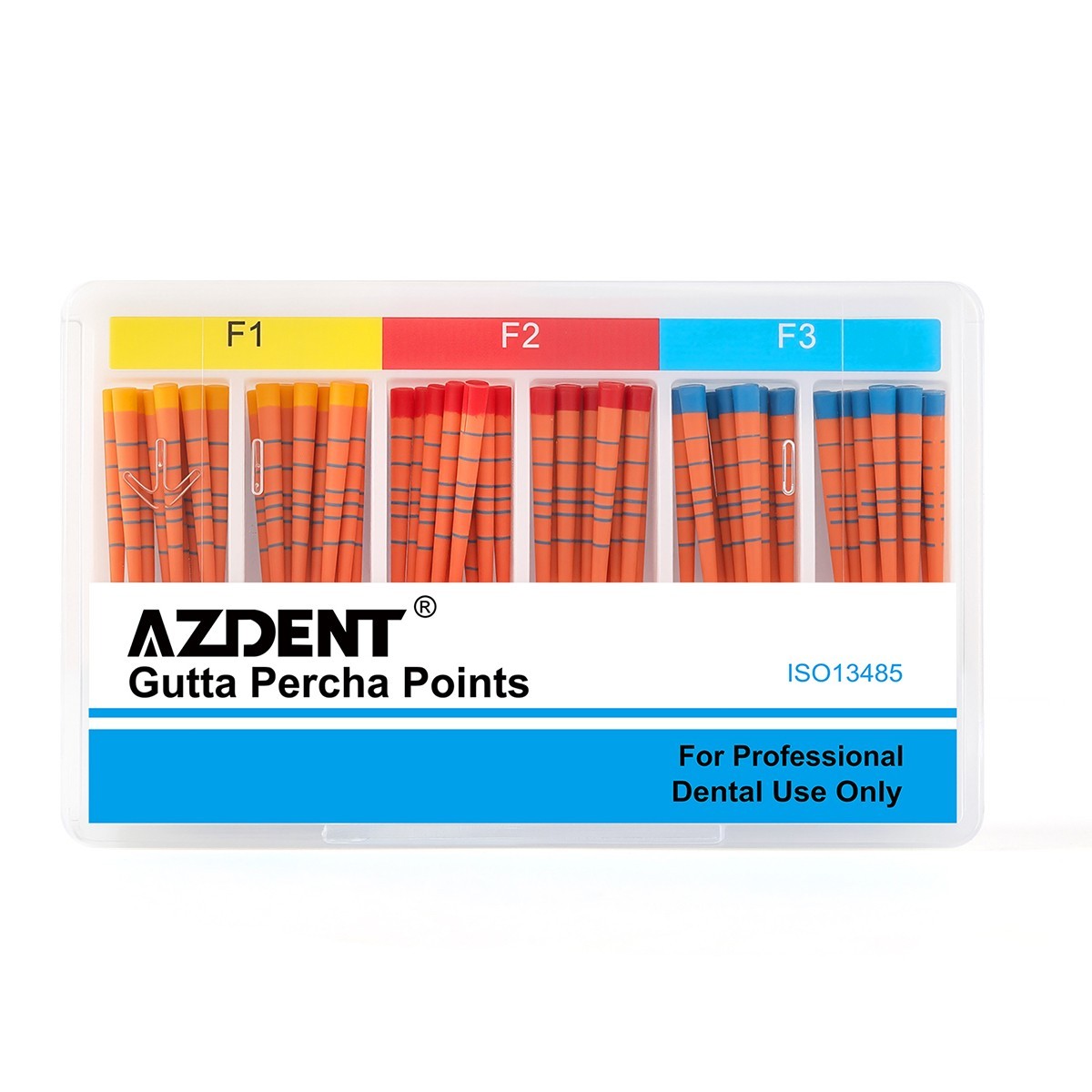 60pcs AZDENT Dental Endodontic Gutta Percha Points with Scale F1.F2.F3