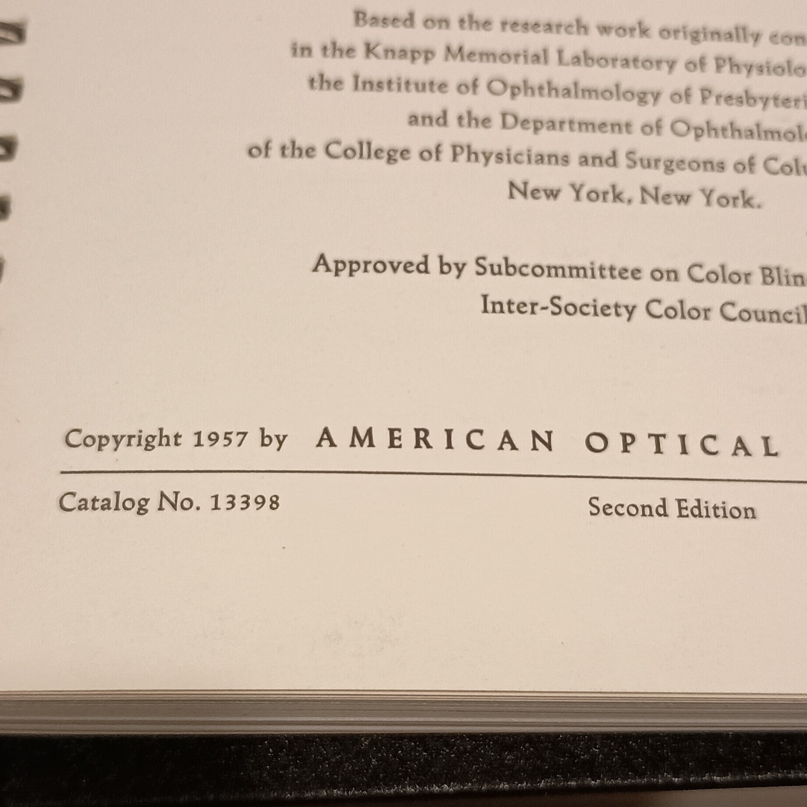 American Optical HRR Pseudoisochromatic Plates 1957 2nd Ed Color Blindness Test