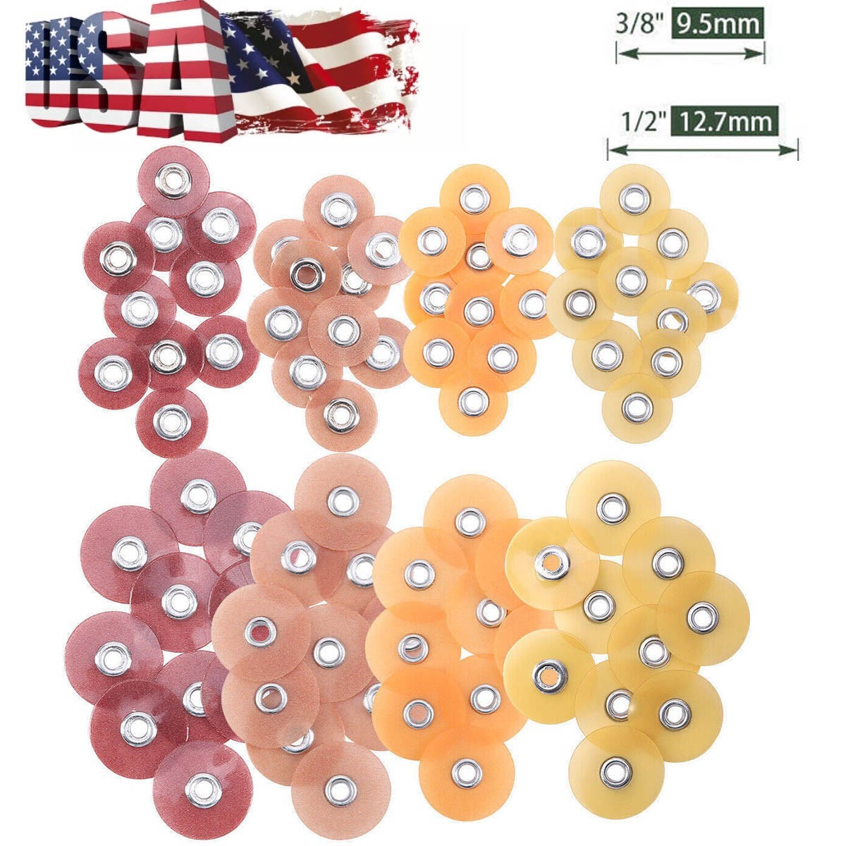 100pcs Dental SOFLEX Discs Composite Finishing Polishing Discs 9.5mm/12.7mm