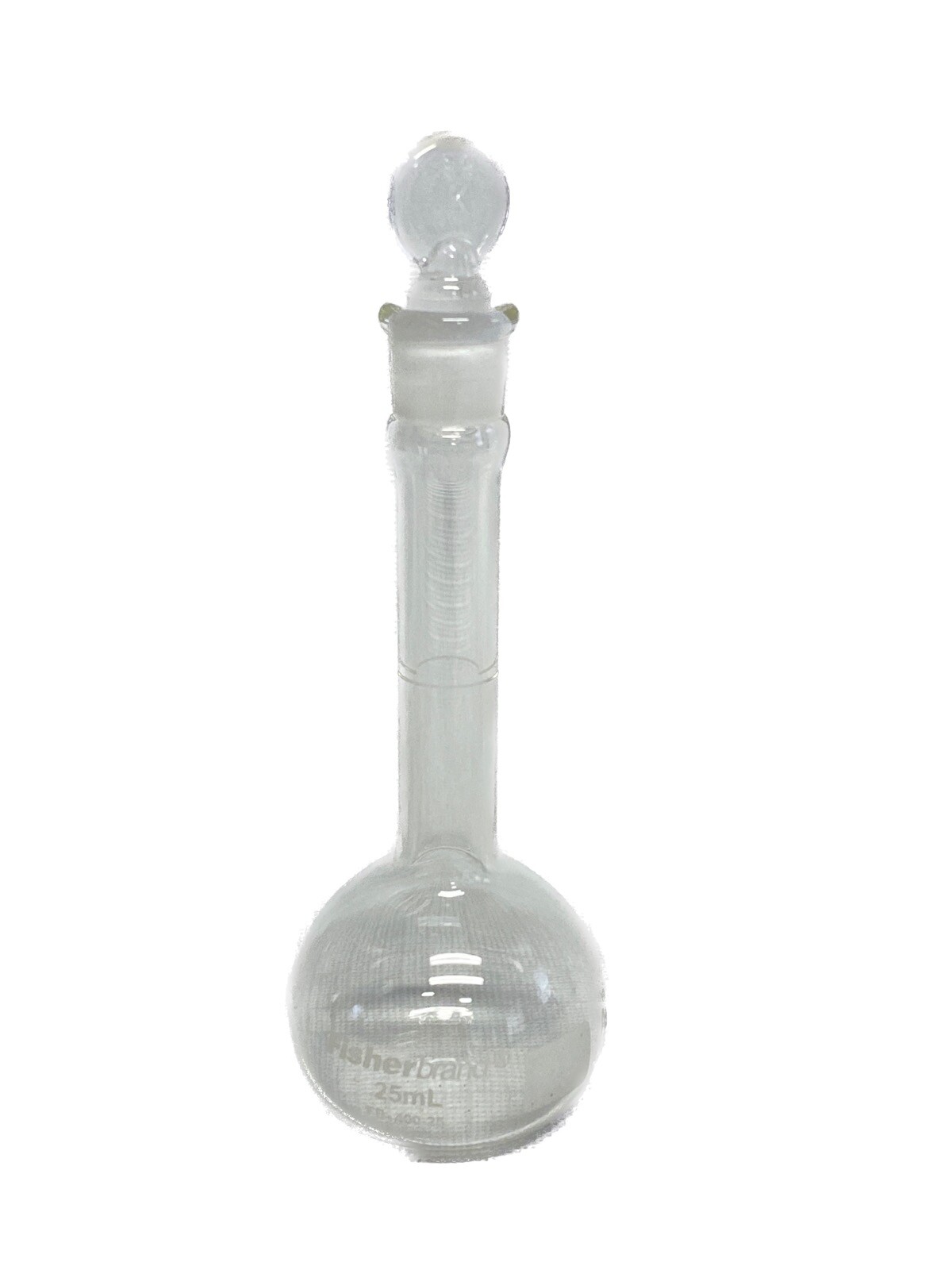 New FISHERBRAND Glass 25mL Class A TC Volumetric Flask w/ #9 Stopper FB-400-25