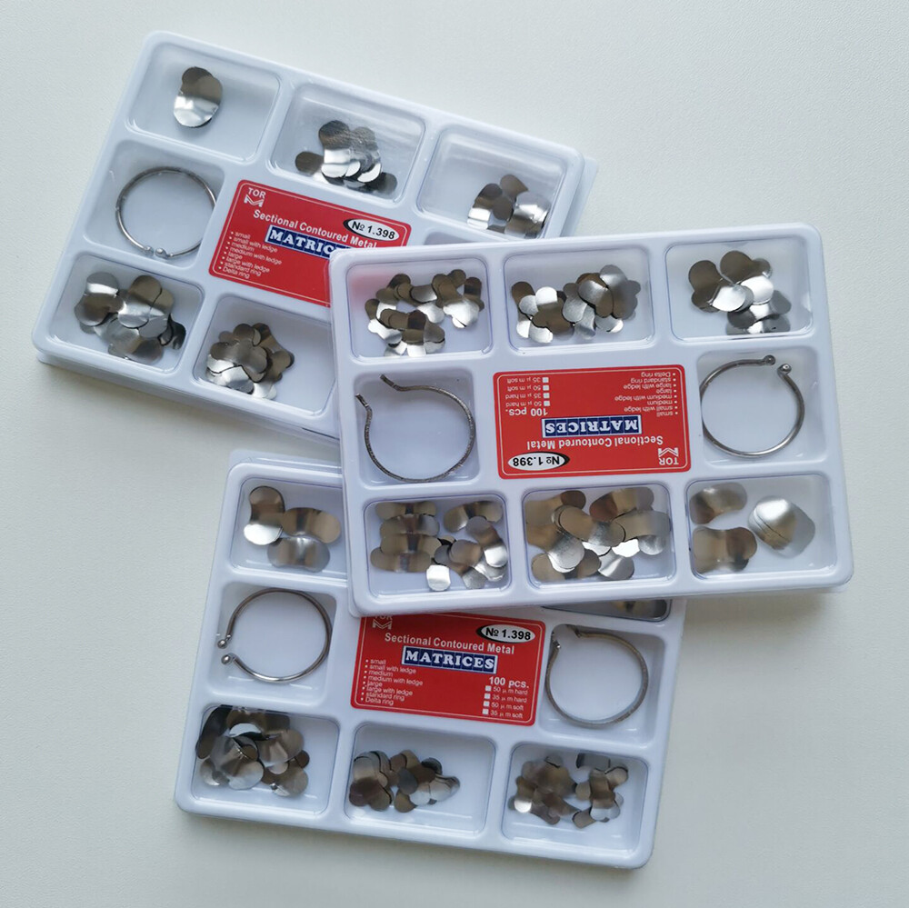 TOR VM 3 Sets Dental Matrix Bands Sectional Contoured Matrices Wedges NO 1.398