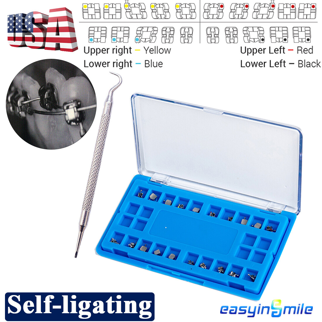 Orthodontic Self-ligating Brackets Spherical Bracket Dental Metal Brace ROTH/MBT