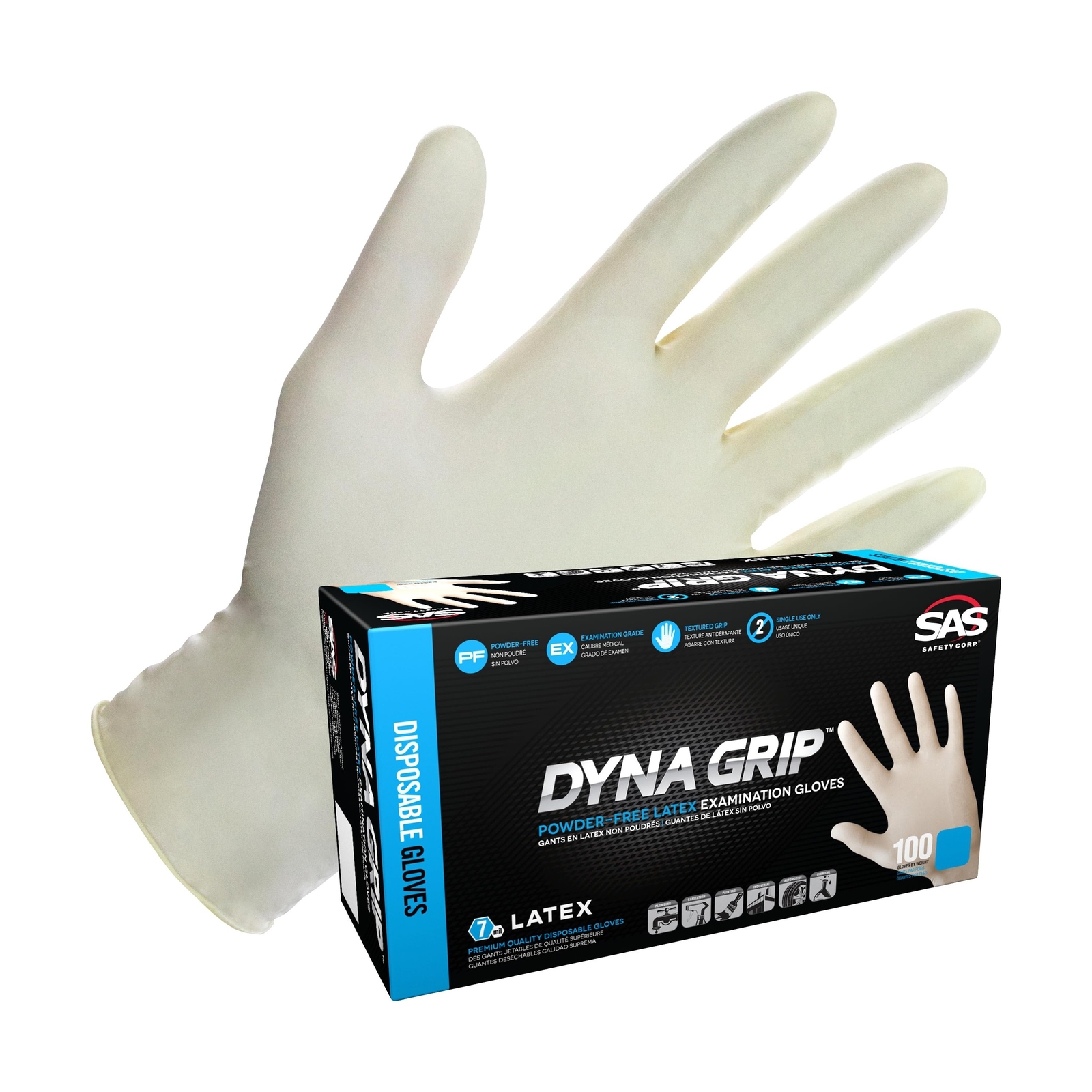 Dyna Grip Powder-Free Premium Latex Disposable Gloves- 10 boxes / 100 Gloves …