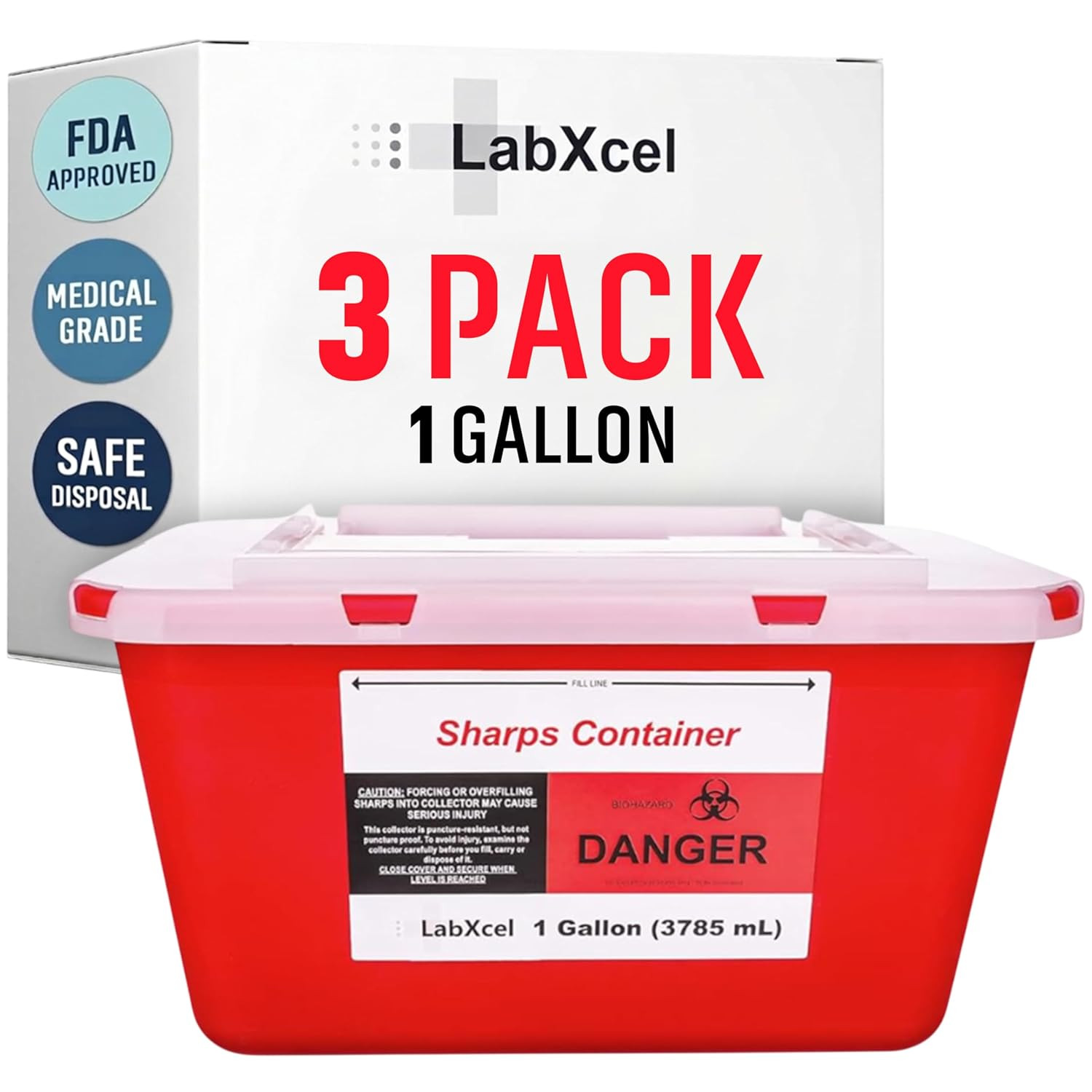Polypropylene 2 Gallons Sharps Container with Cap – Needle & Syringe Disposal F