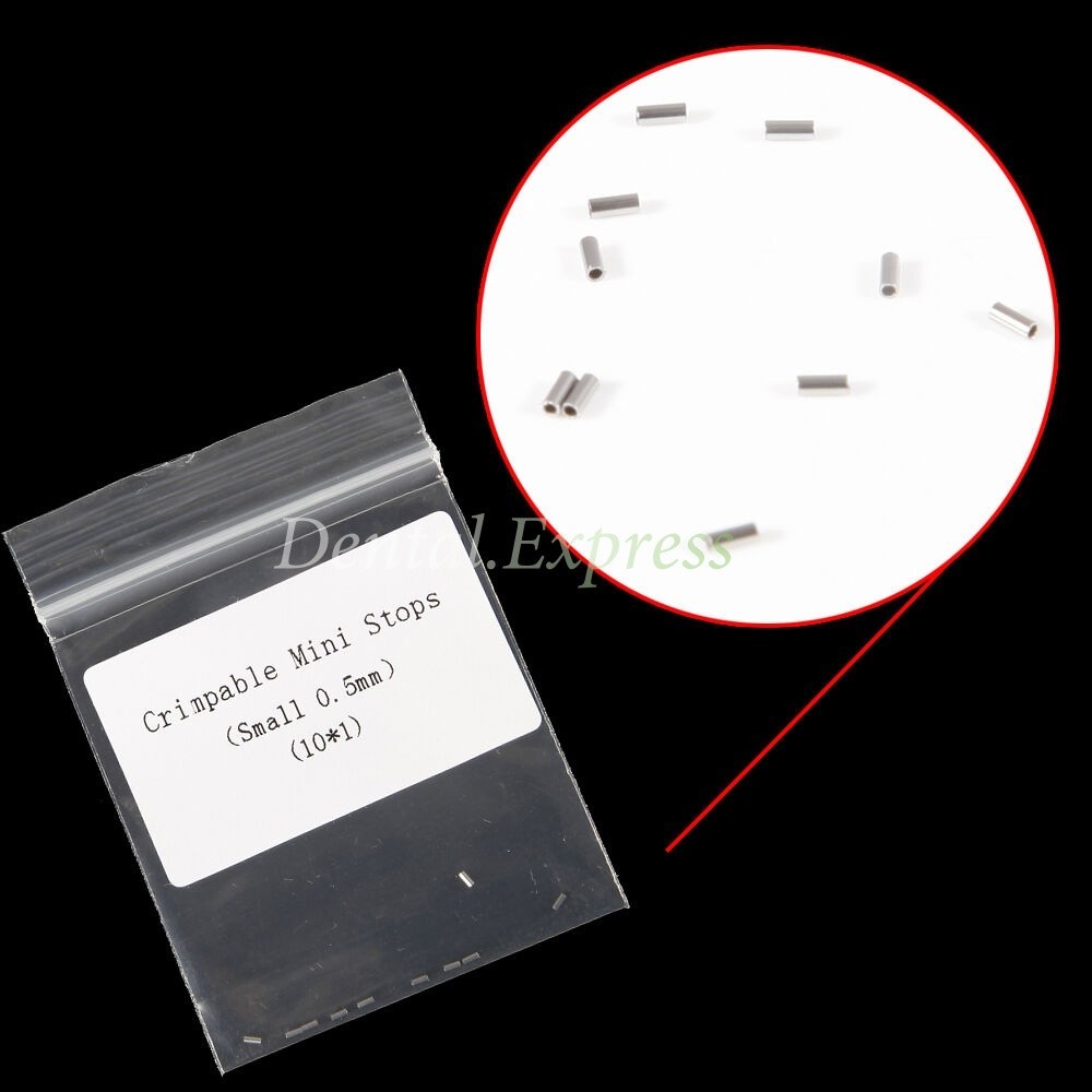 100 Dental Orthodontic Crimpable Hook Mini Stops tube Bracket Stopper 0.5/0.8mm
