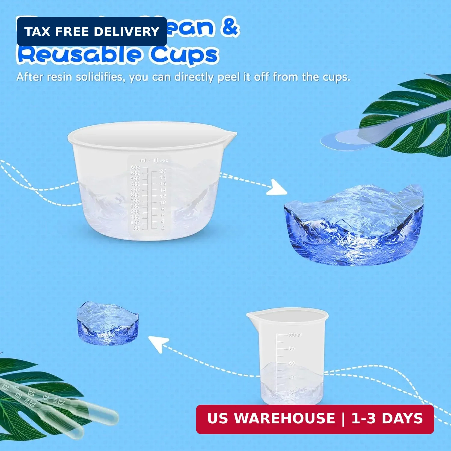 Silicone Resin Mixing Measuring Cups for Resin Supplies, 600ml/20oz Bowl, 250 &