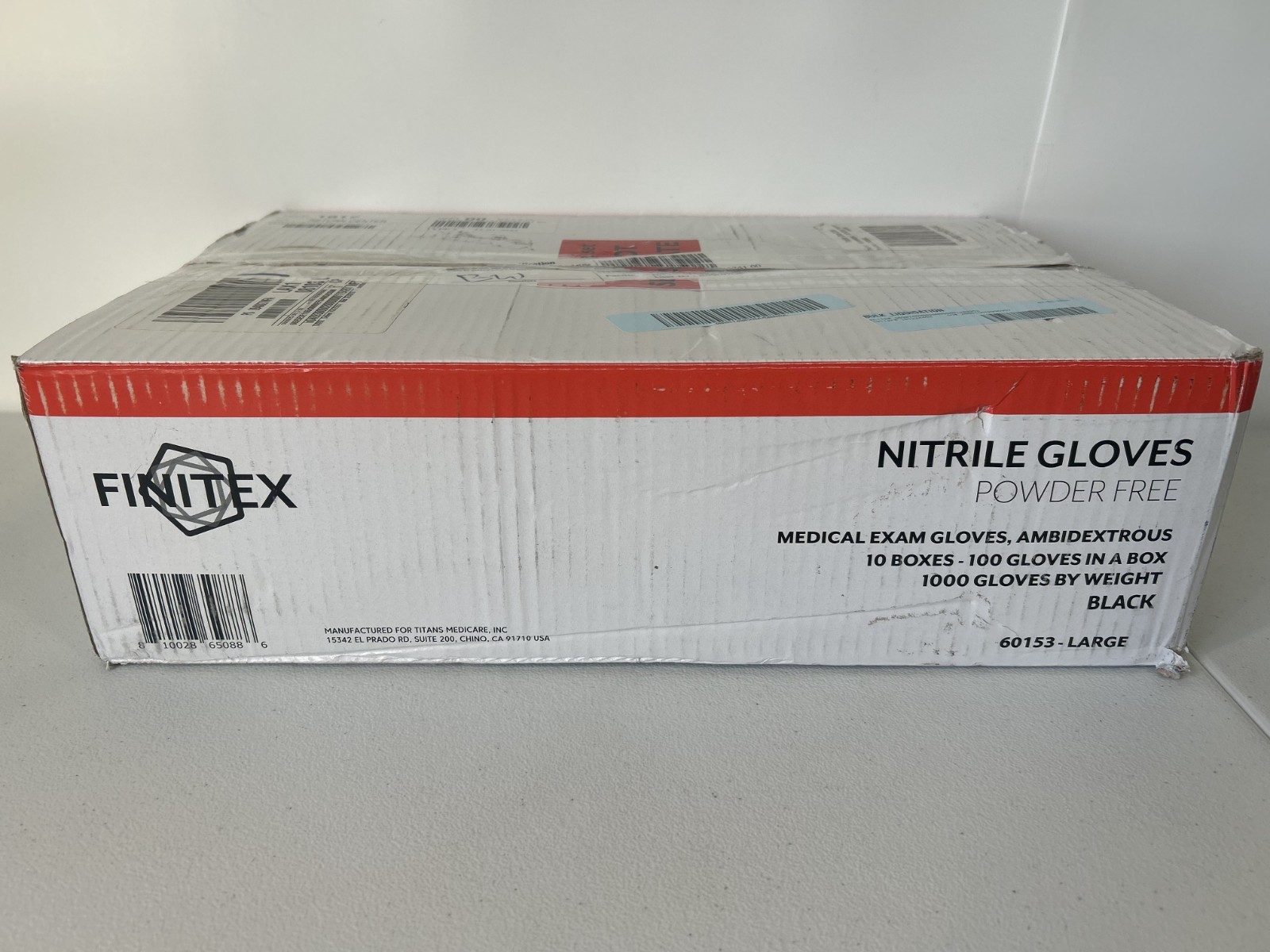 1000 FINITEX Black Nitrile Disposable Exam Gloves Powder Free Size Large 60153