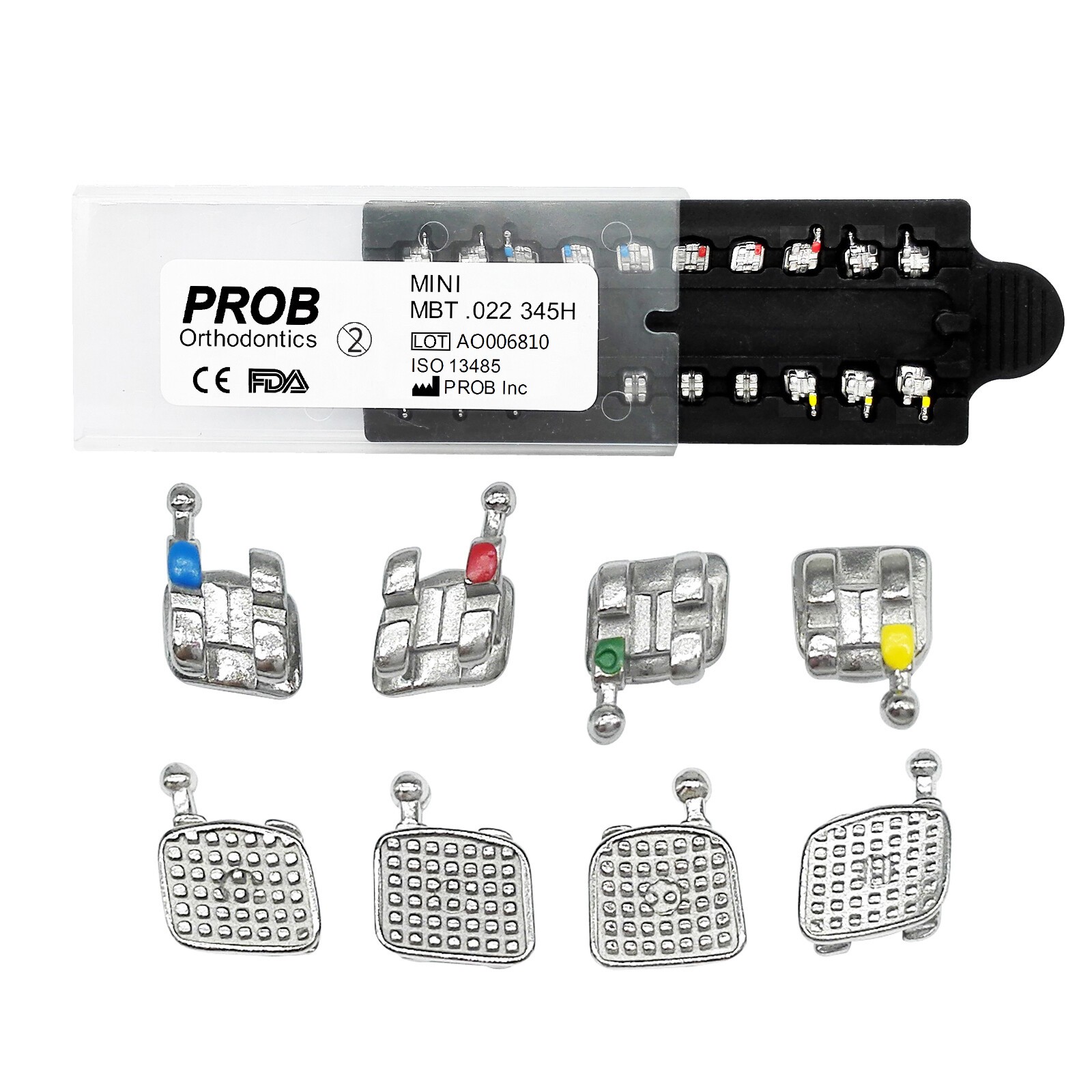 5PKS PROB Dental Orthodontic Metal Brackets Monoblock MIM MBT/ROTH 022/018 345H