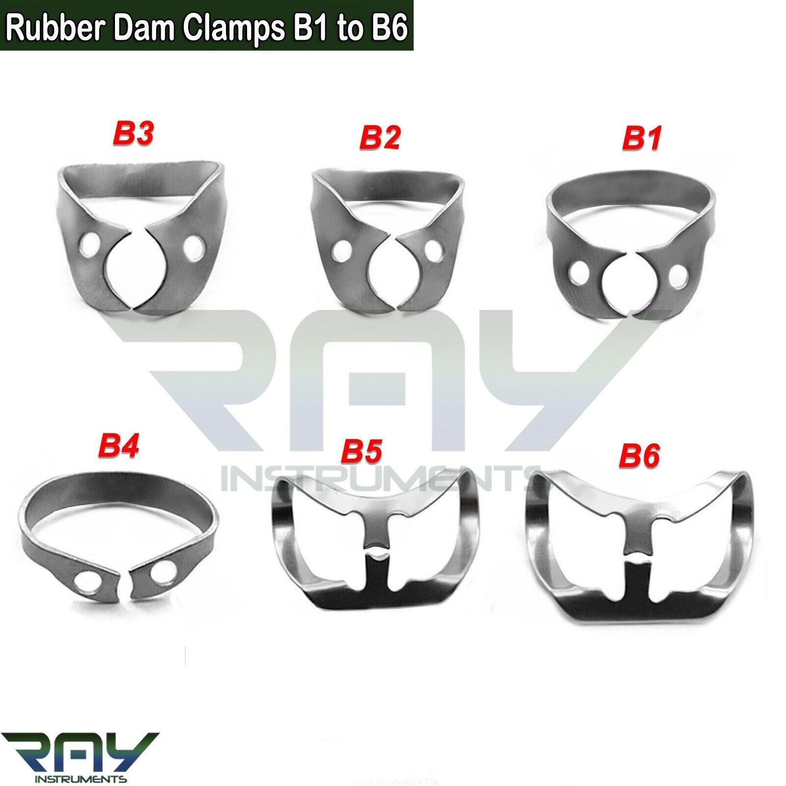 Universal Rubber Dam Brinker Clamps Upper Lower B1 B2 B3 B4 B5 B6 Dentist Tools