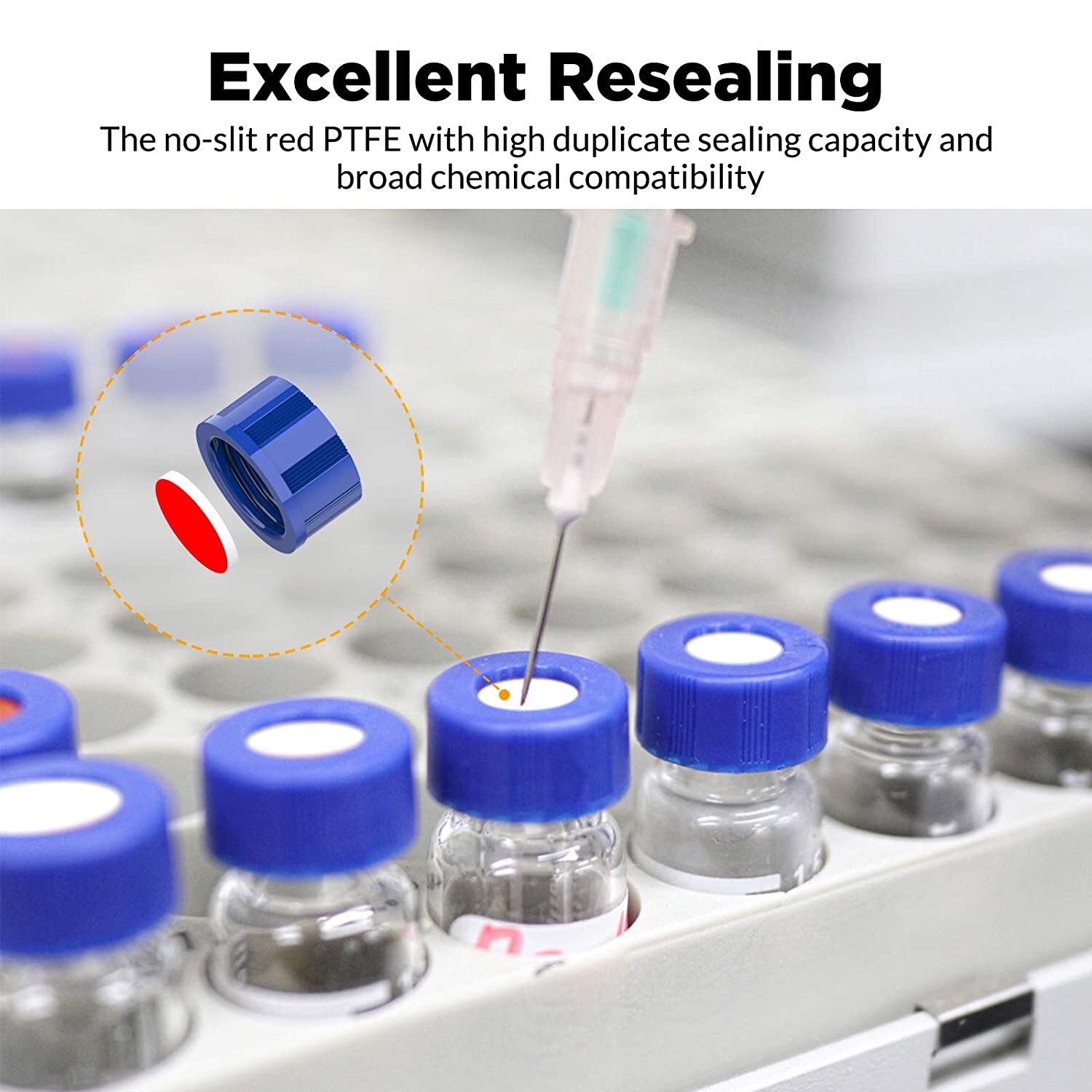 100PCS 2ml 9-425 HPLC Autosampler Vials Glass Bottles and 9mm Screw Caps & Septa