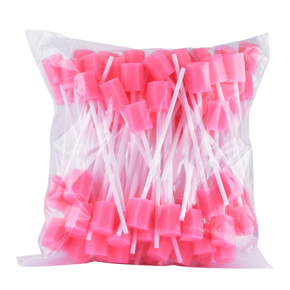 2Bag(200Pcs) Disposable Oral Clean Sponge Swabs Tooth Care Mouth Swab Stick-Pink