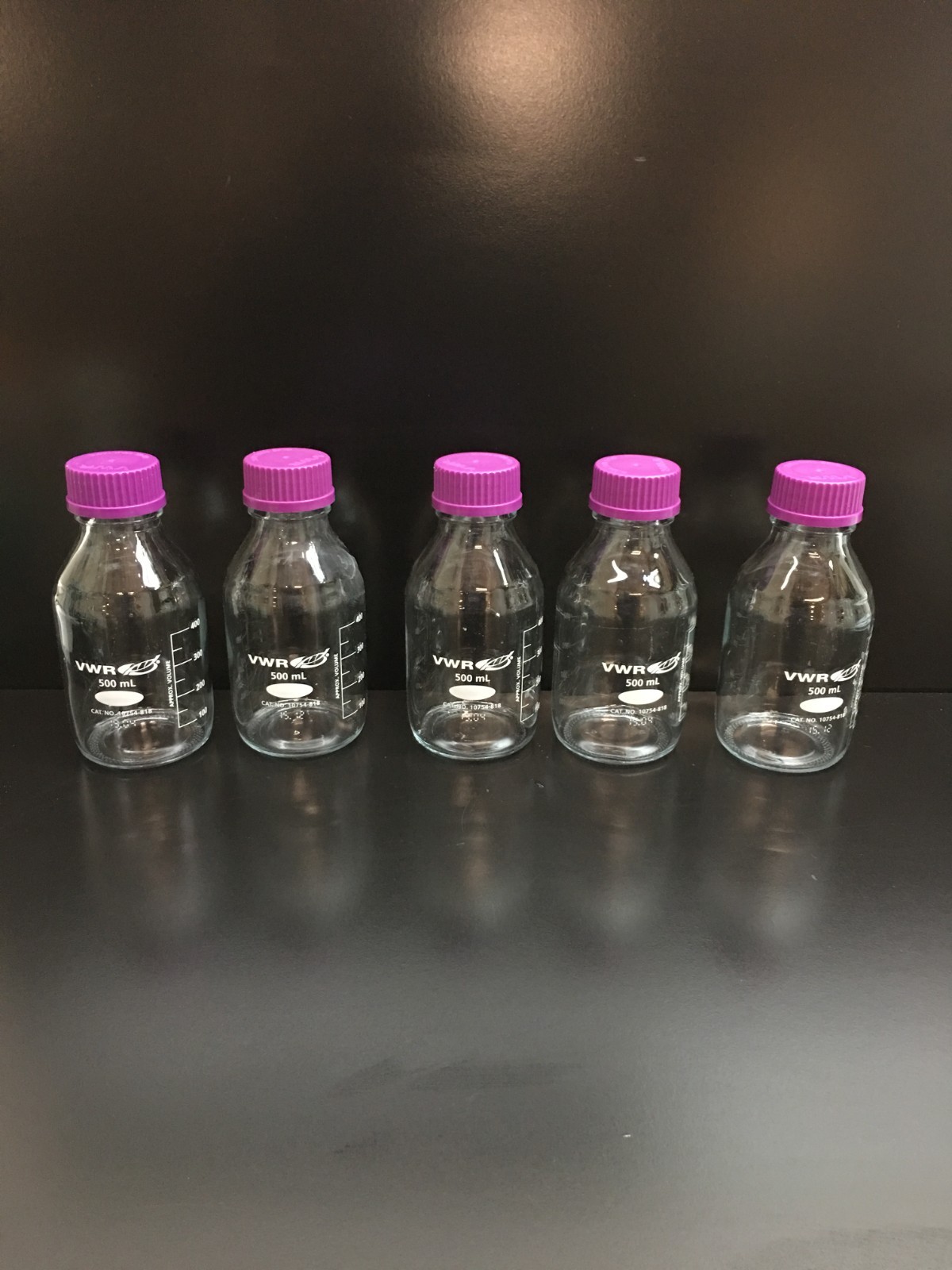 VWR Cat No 10754-818 Media Storage Bottles 500mL Lot 5 PCS
