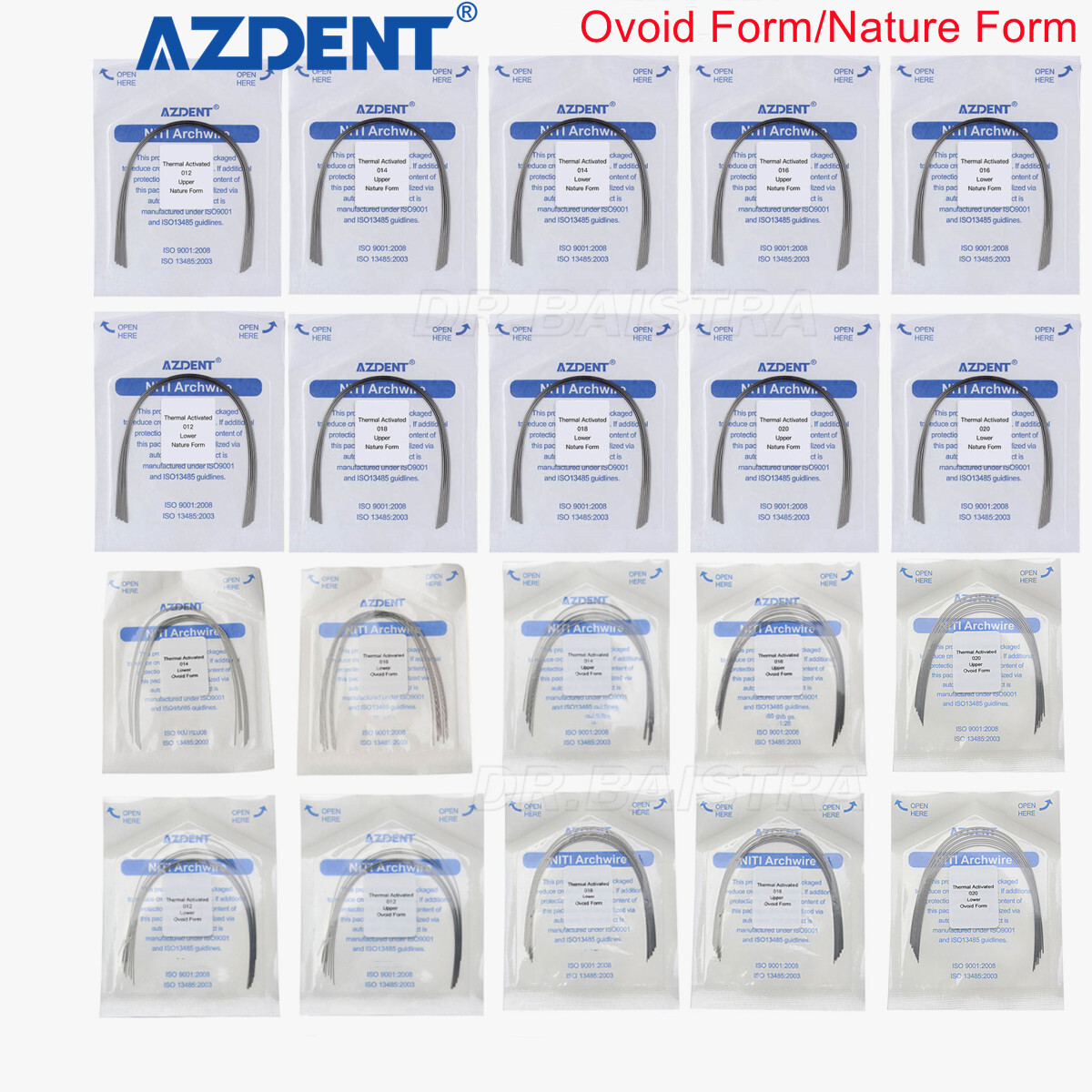 Dental Orthodontics Heat Thermal Activated Niti Arch Wire Ovoid/Nature AZDENT