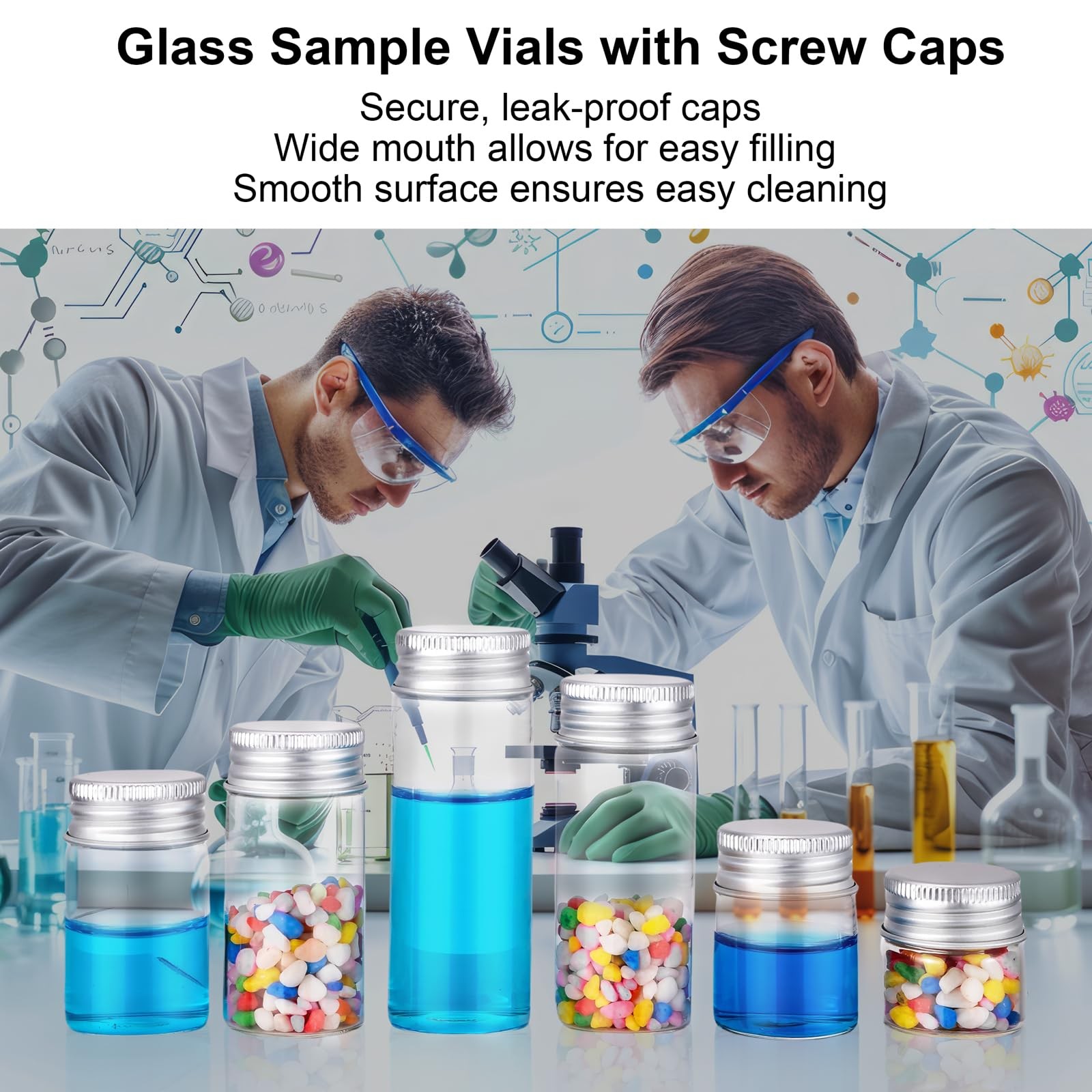 Njvial 16Pcs 15ml(1/2oz) Empty Tiny Jars with Lids Small Glass Vials Clear