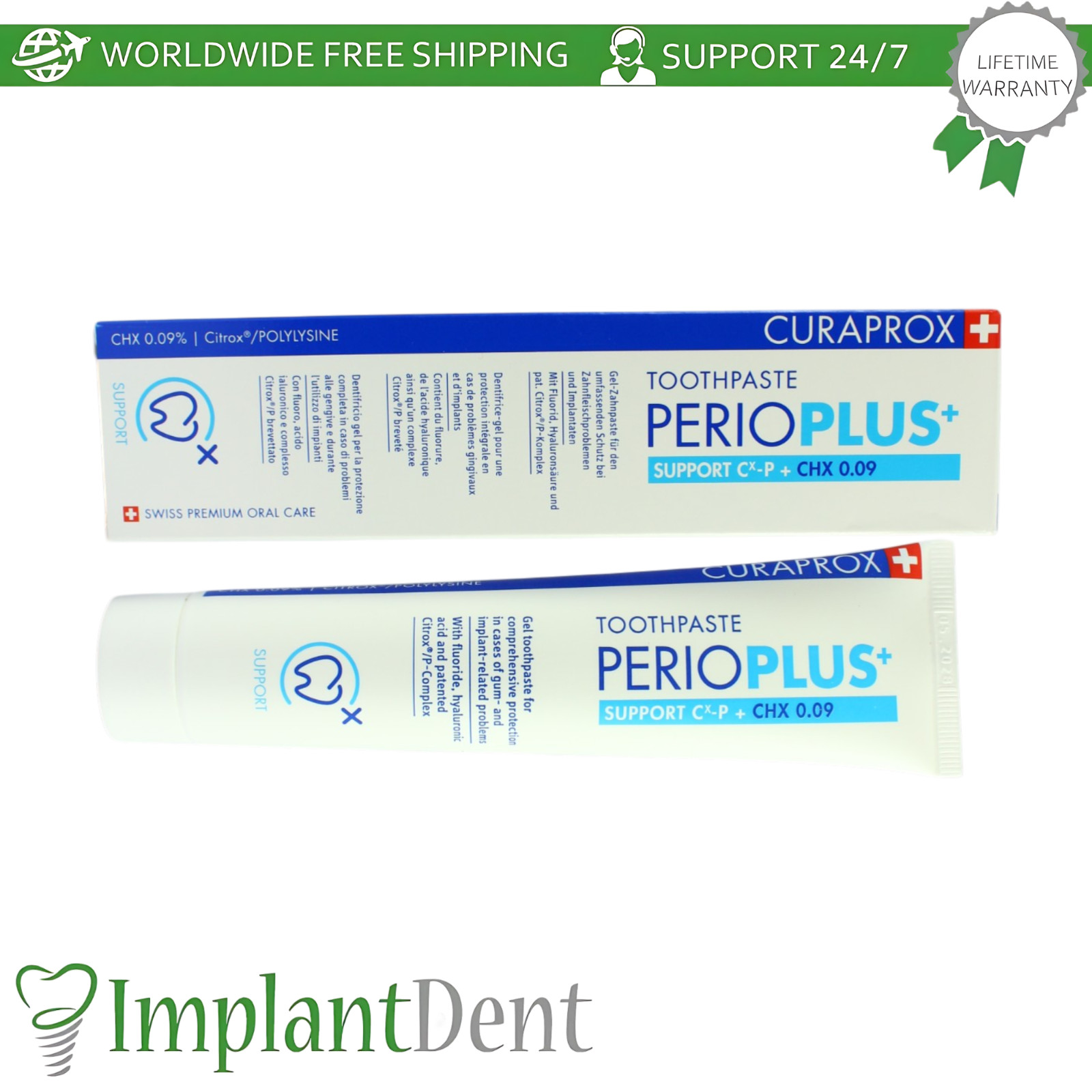 Dental Toothpaste 75ml Perio Plus CHX 0.09% Targeted Oral Care Routine Curaprox