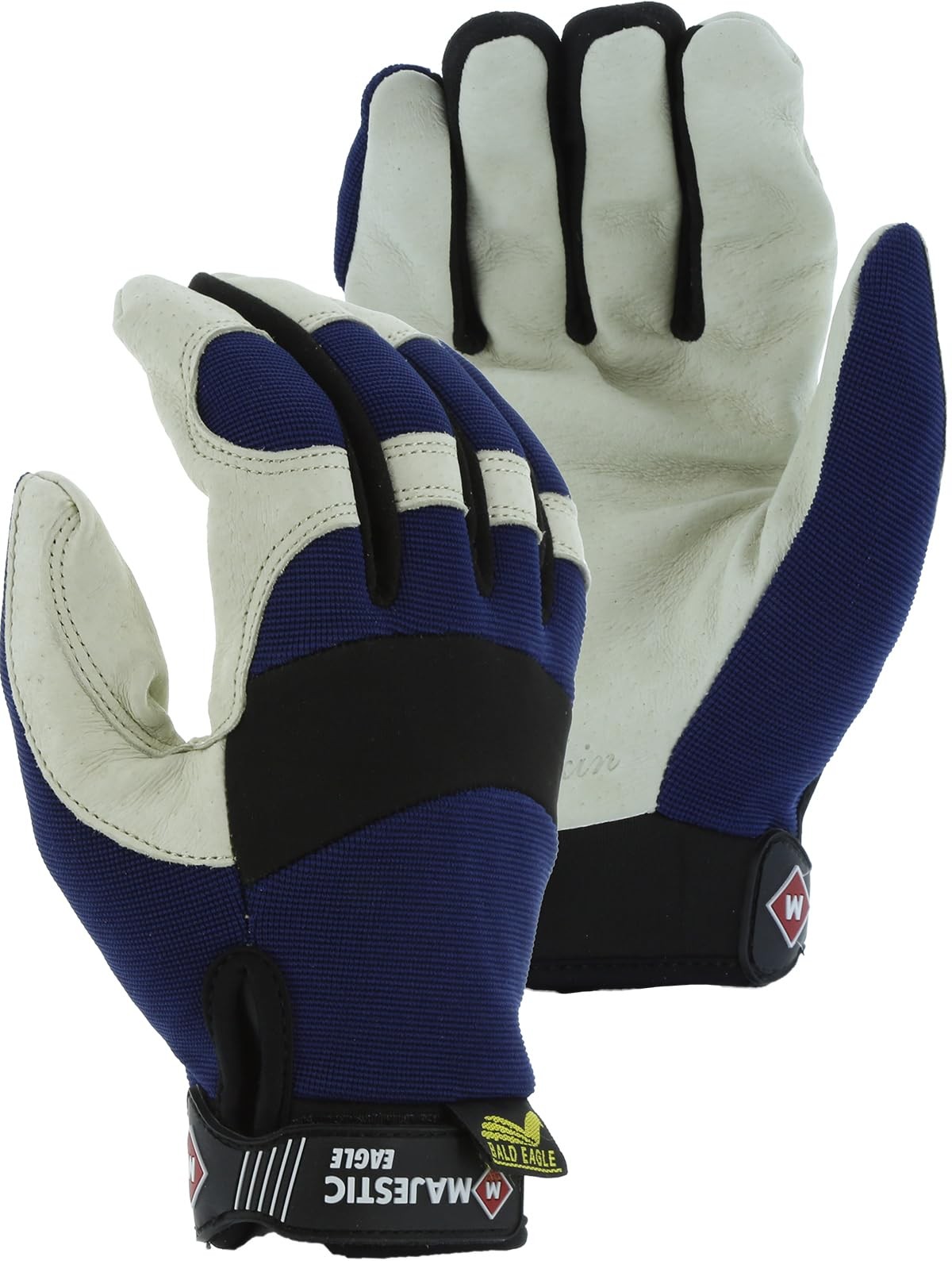 Majestic 2152/9 Bald Eagle Mechanics Glove Pigskin Palm And Stretch Knit Back