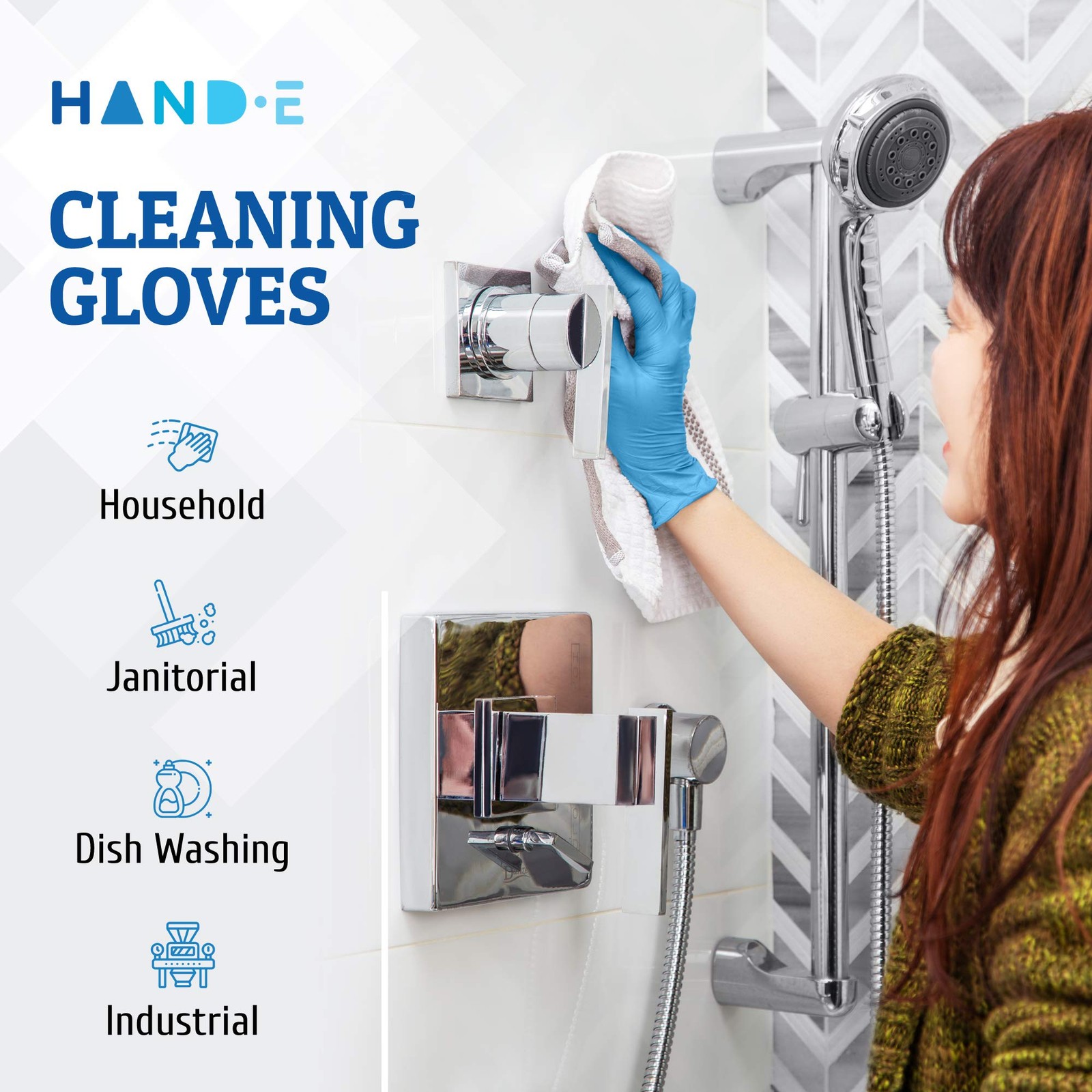 HandE Touch Blue Nitrile Gloves XL 100 Count Latex Free Powder Free