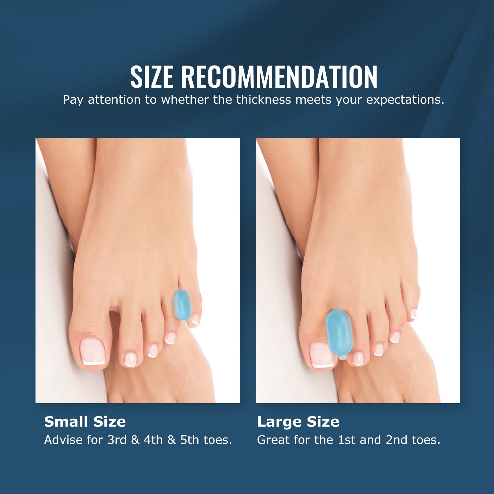Welnove Upgraded Gel Toe Separators – 12-Pack Bunion Large, Blue (Classic)
