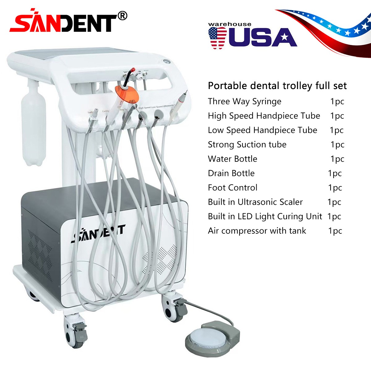 Veterinary Dental Unit with Foot Control Portable for Animal Oral Care &Cleaning