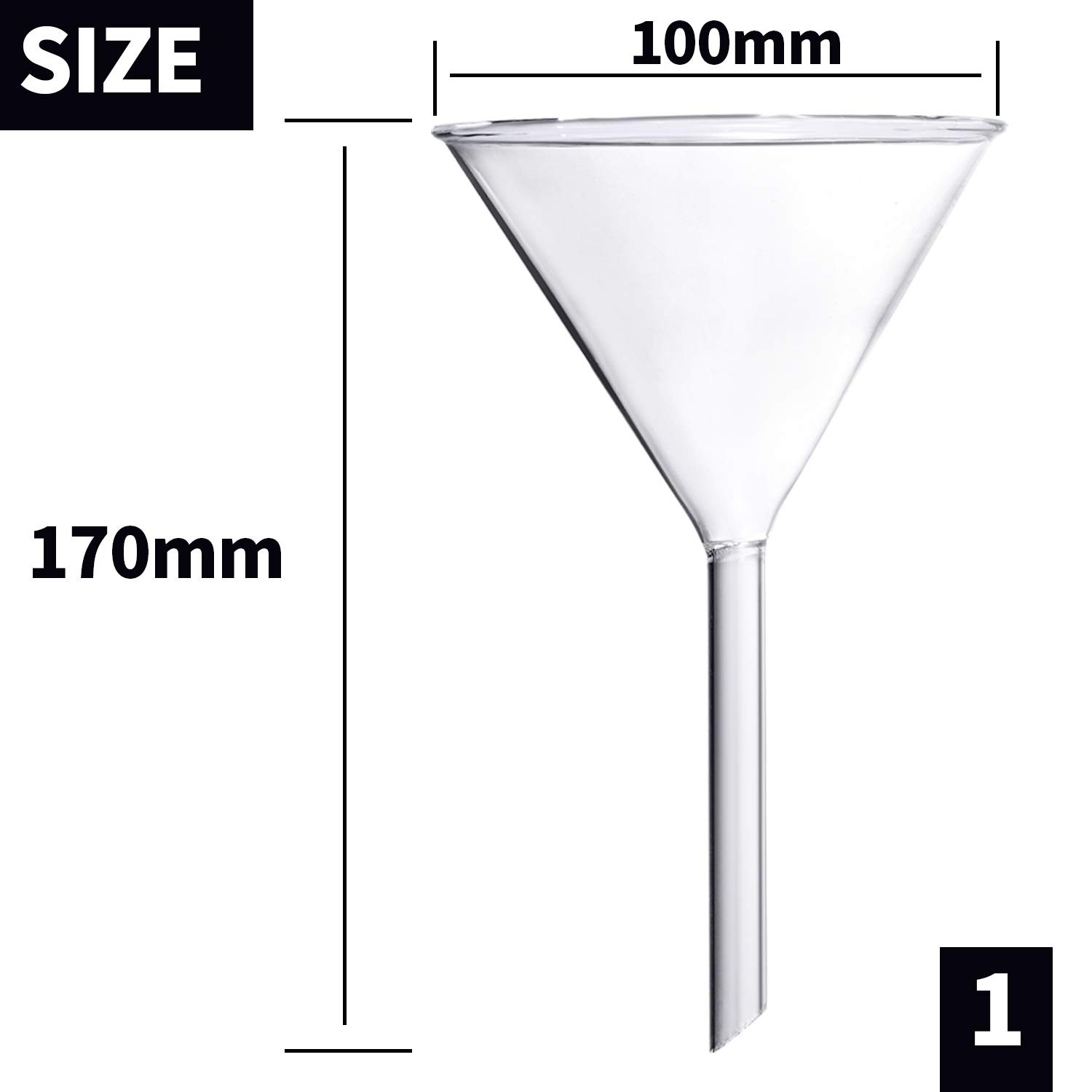 Glass Funnel Set, 4 Pcs Lab Borosilicate Glass Funnels, 100mm (170mm Length),…