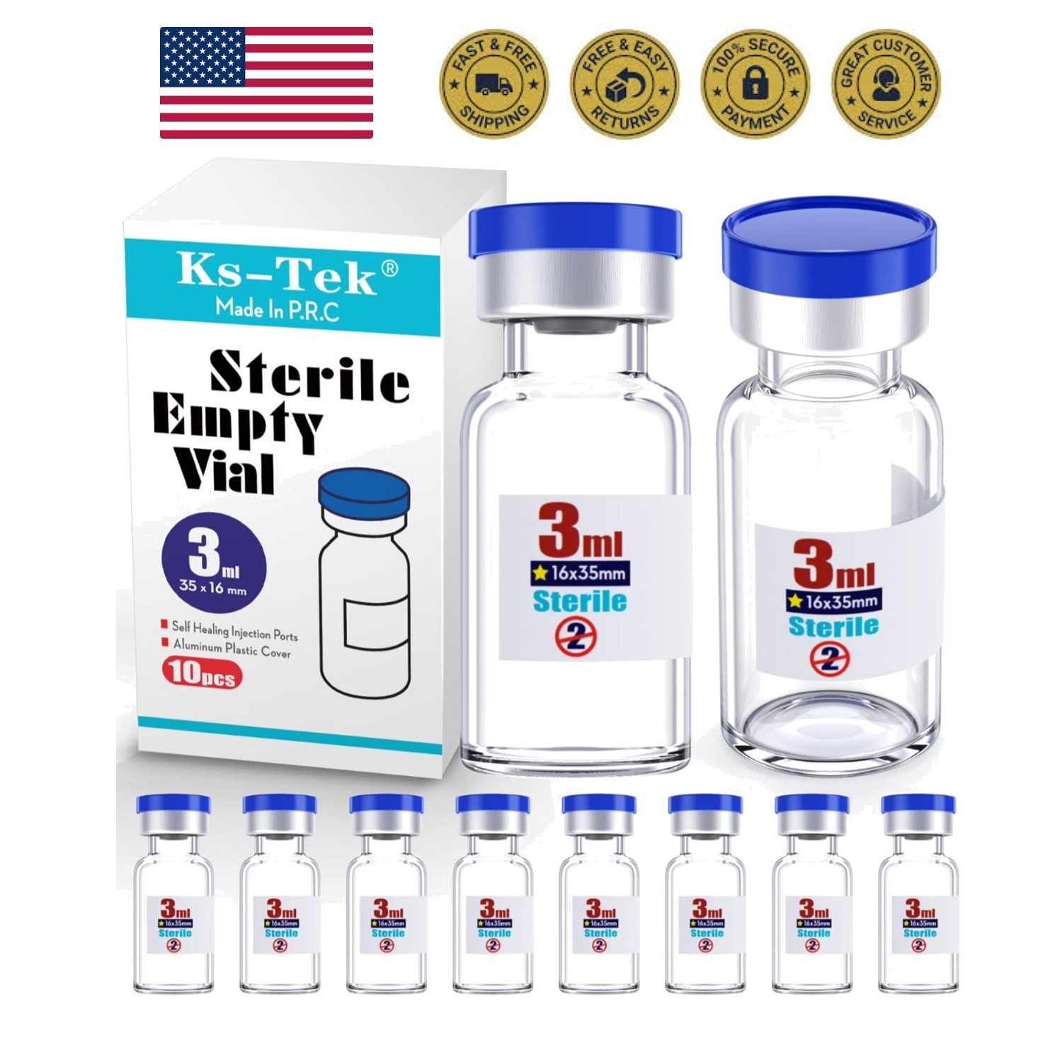 Sterile Empty Vials with Self Healing Injection Port,with Flip Off Aluminum C…