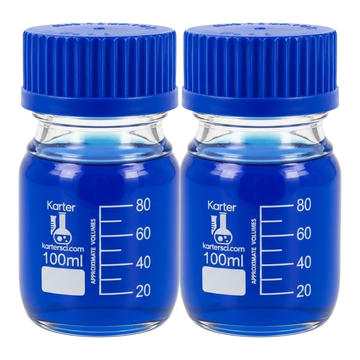 Karter Scientific 100ml Glass Round Media Storage Bottles 100ml, Pack of 2