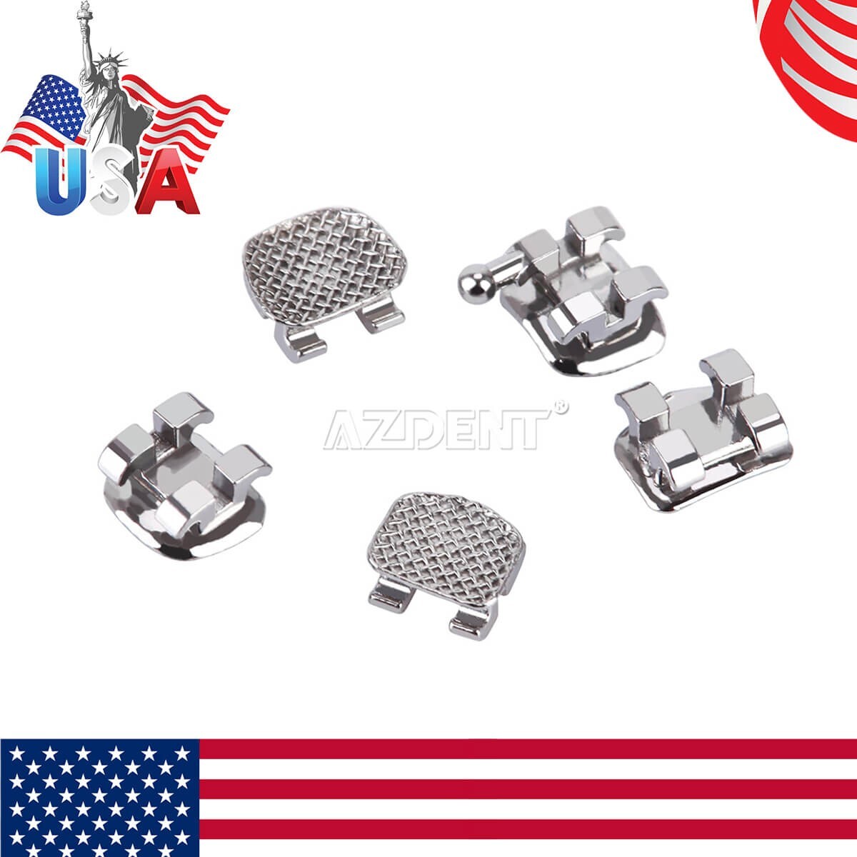 20pcs Dental Orthodontic Brackets Braces Mini Edgewise 022 Hooks 3 Metal AZDENT