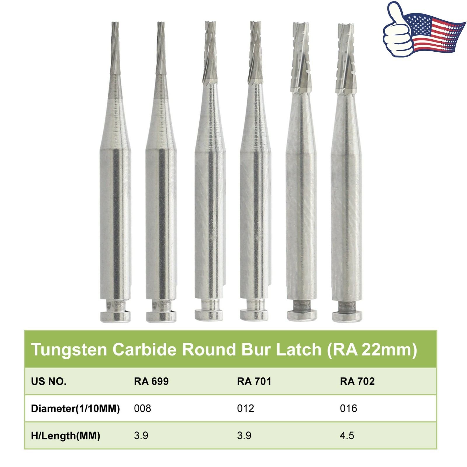 Wave Dental Contra Angle Burs Low Speed Taper Fissure Latch RA 699 701 702