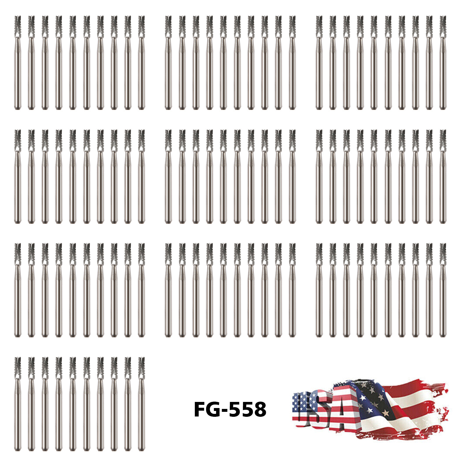 10Pcs/pack Dental Steel Tungsten Carbide Burs FG-558 for High Speed Handpiece