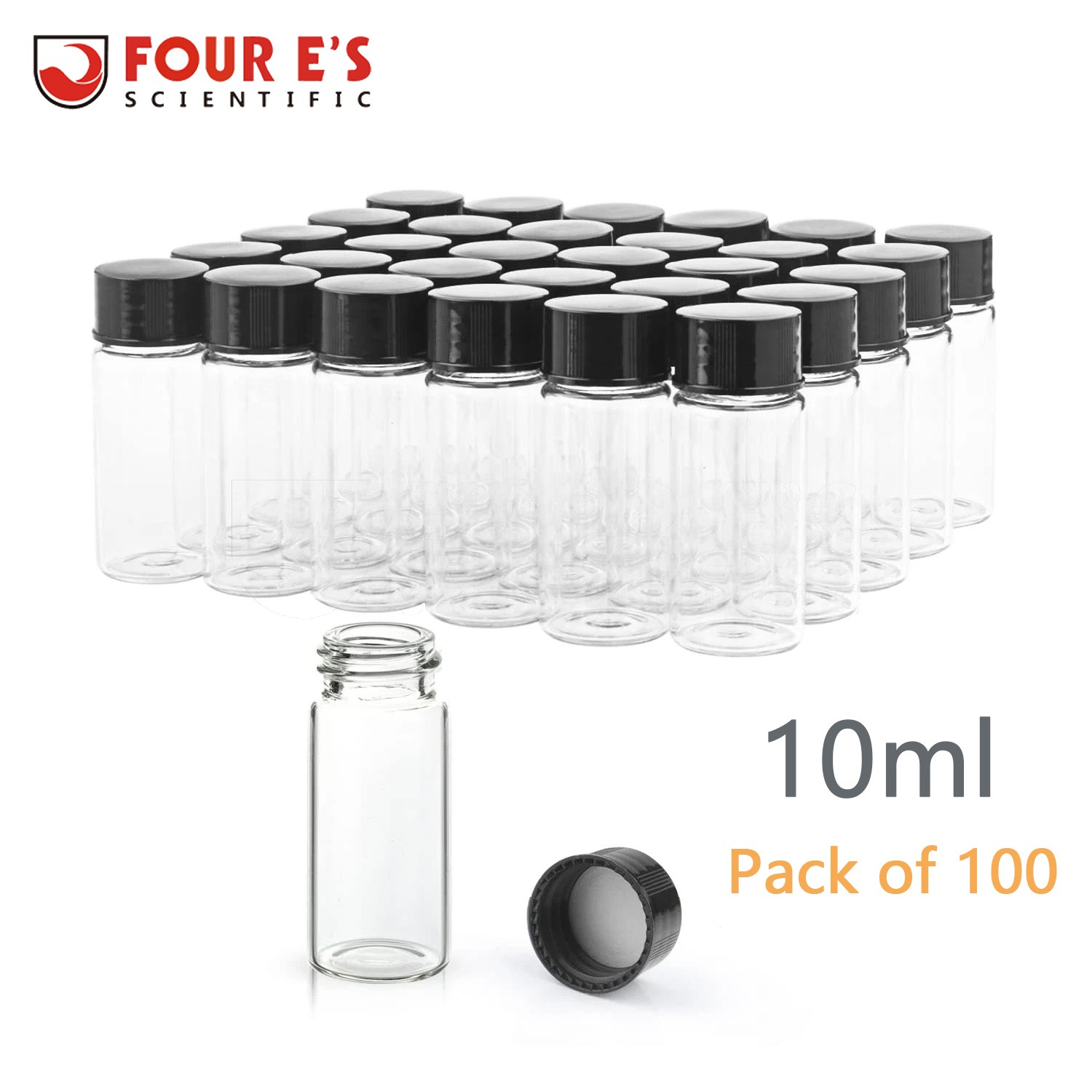 100PCS 10ml Glass Vials w/ Screw Caps Liquid Sample Vials Clear Small Bottle New