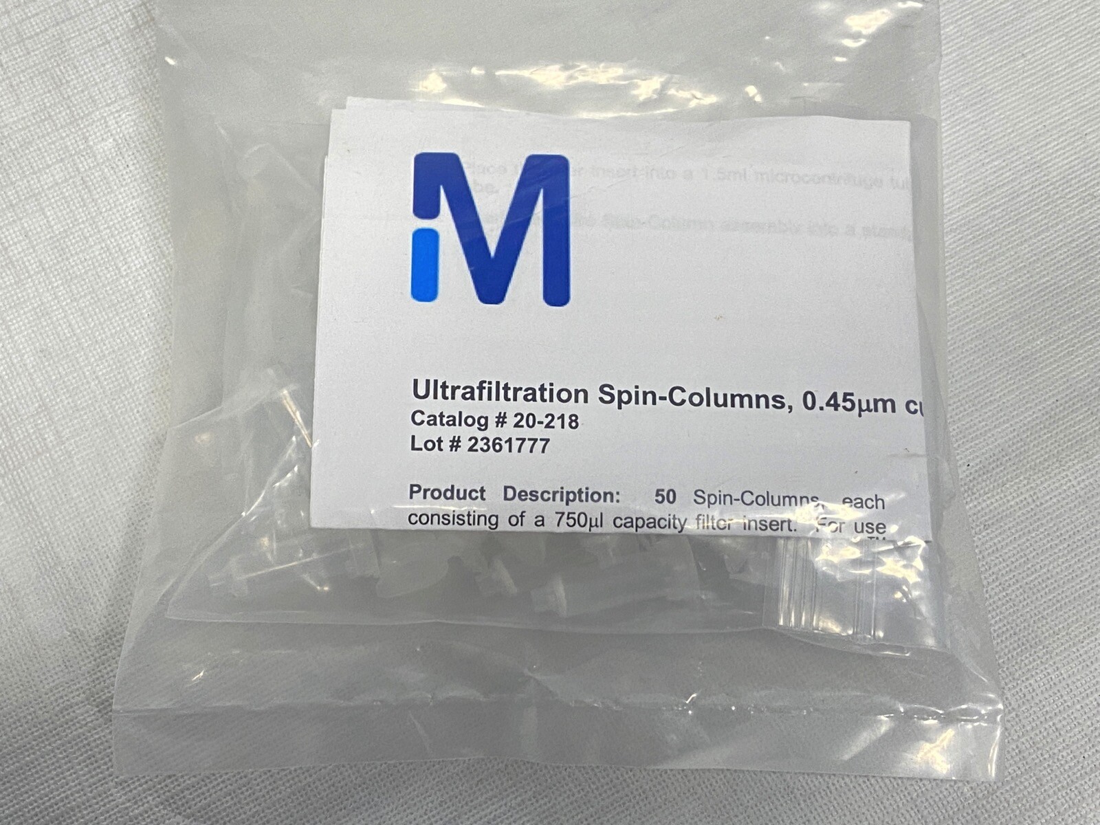 (50/Pk) MILLIPORE Ultrafiltration Centrifuge Spin Columns 0.45um Cutoff 20-218