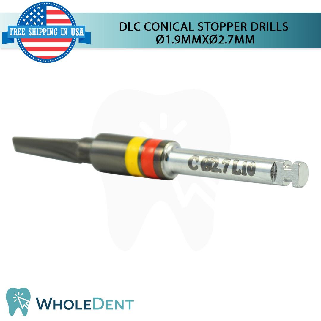 DLC Conical Integral Stopper Drill Ø1.9XØ2.7 Dental Im plant Tool Instrument