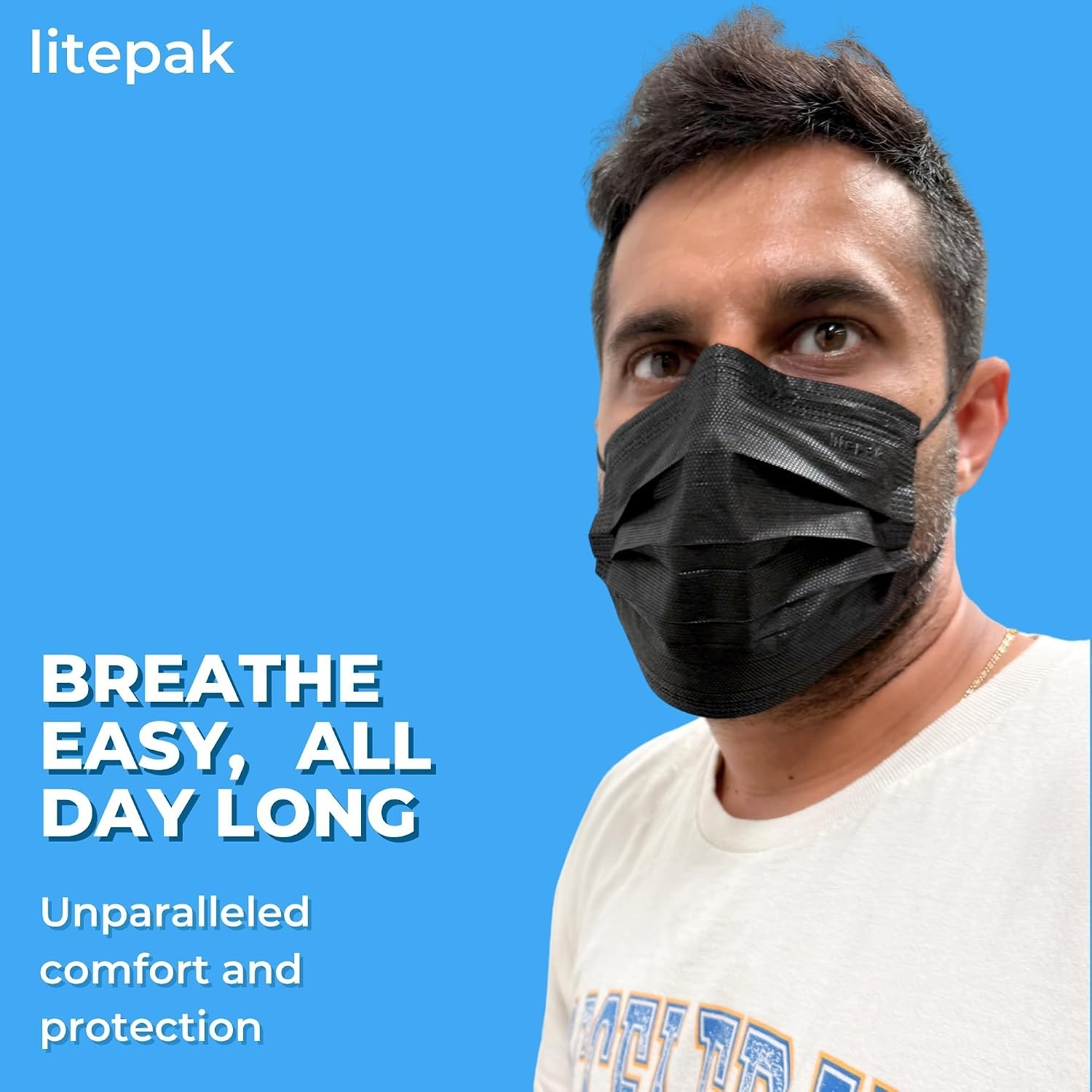 Bulk 1000 Black Disposable Face Masks Adult Lightweight Stretchy Earloop