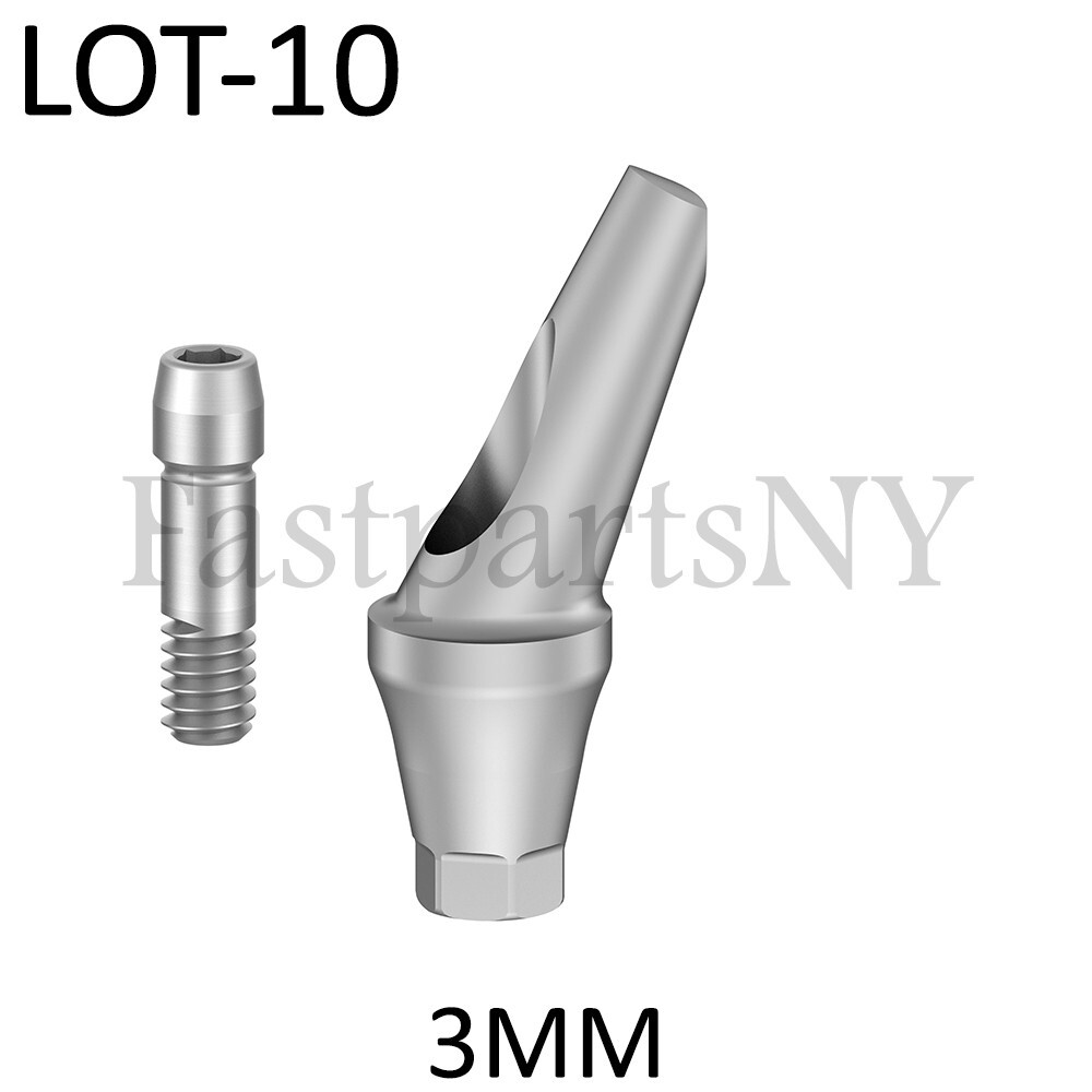 lot x 10 Angulated 25 degree Abutment Hiossen Regular replica screw 3 mm conical