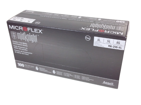 Microflex MidKnight Black Powder-Free Nitrile Examination Gloves – 100CT
