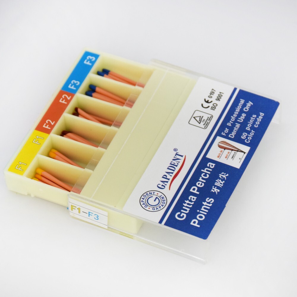 60 Points/Box Dental Endodontic Gutta Percha Obturating Points Color Coded F1-F3