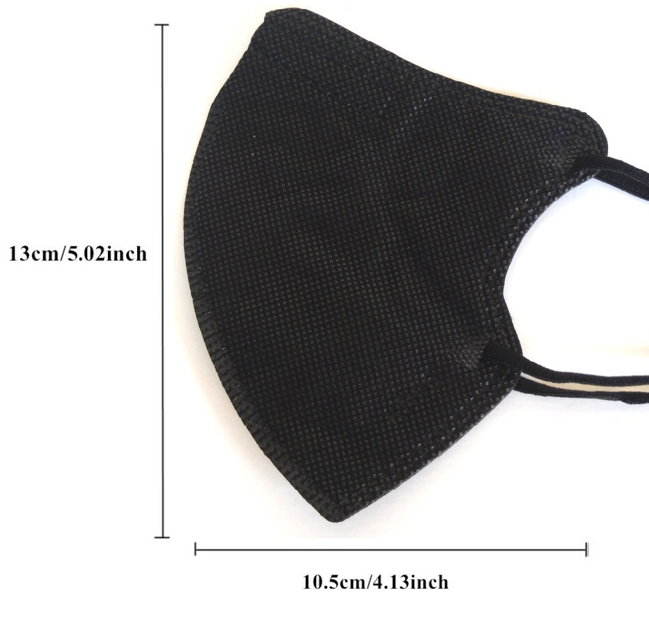 Small Medium Face 10-500 Black KN95 Face Mask Disposable Respirator 5 Layer