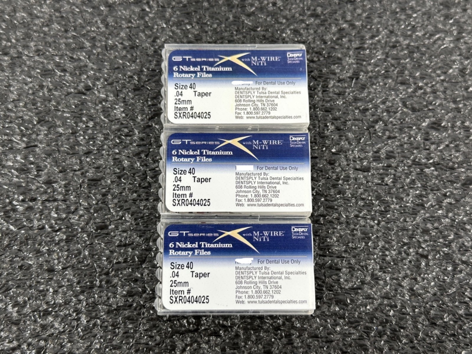 Dentsply GT Series X SXR0404025 Rotary Files Size 40 .04 Taper 25mm Lot of 3