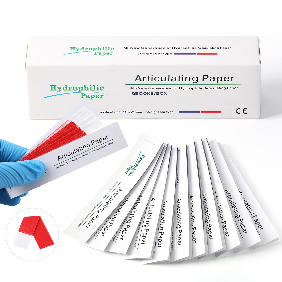 USA Dental Articulating Paper Double Sided Strips 100µm Thick Blue/Red AZDENT