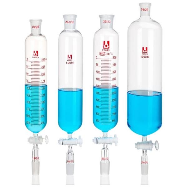 Cylindrical Separating Funnel 25ml-1000ml Borosilicate Chemistry Lab Supply