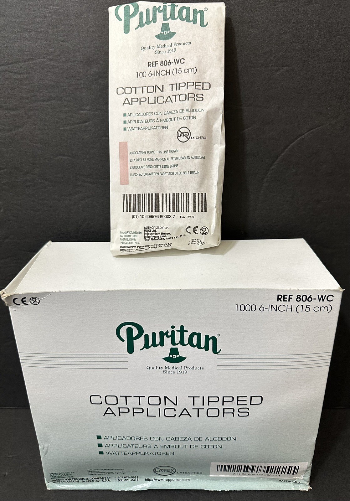 Puritan 806-WC Cotton Tipped Non-Sterile Swabs Applicators 6-Inch Box of 1000