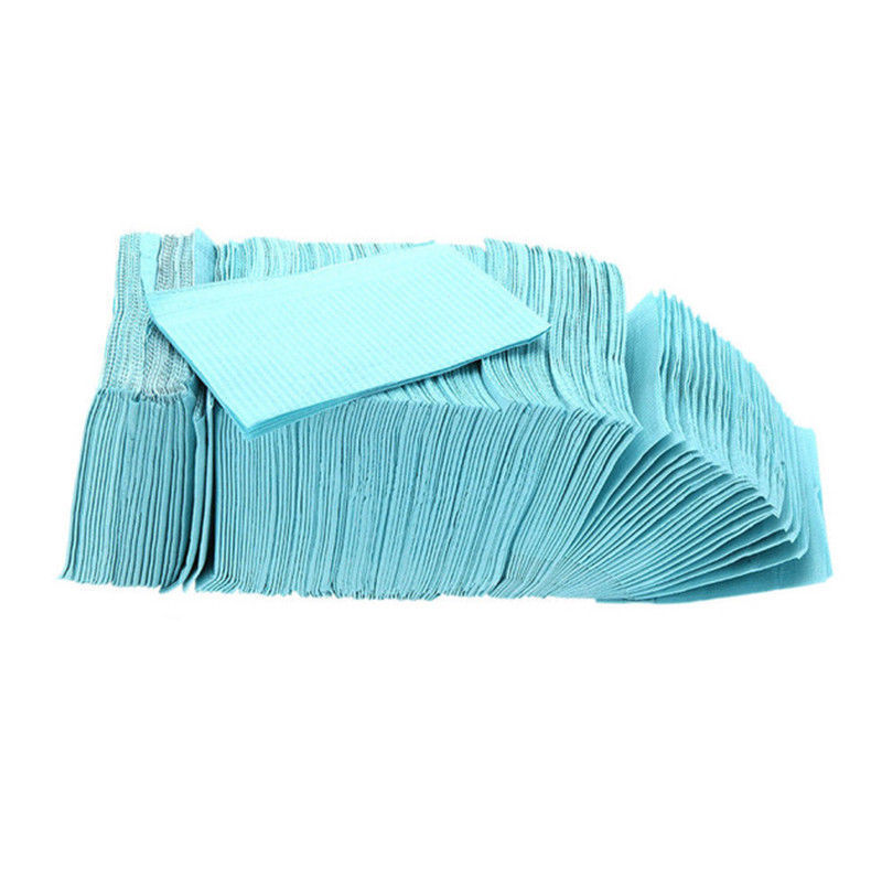 1 Pack Dental Bibs 13″ X 18″, High Quality 3-Ply Poly/Paper, 125 pcs Aqua Green