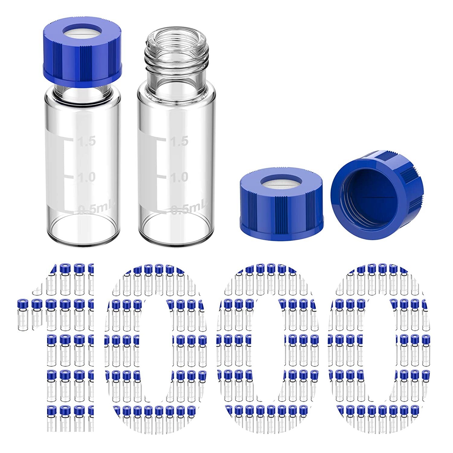 2ml Autosampler Vials Pre-slit 9-425 Screw Caps Clear Glass Writing Area