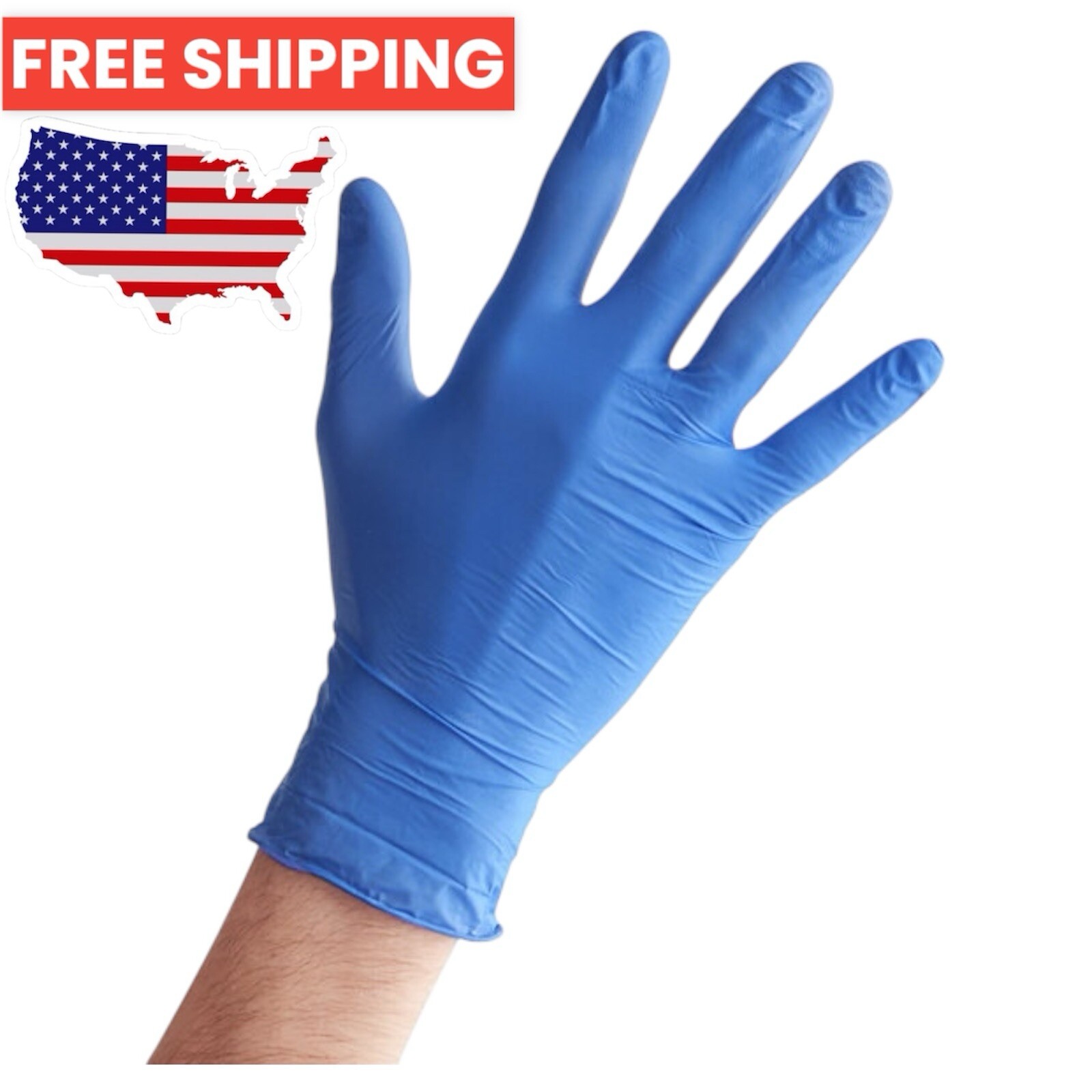 100 Pcs Low Dermatitis Potential Nitrile Blue Exam Grade 4 Mil Textured Gloves-L