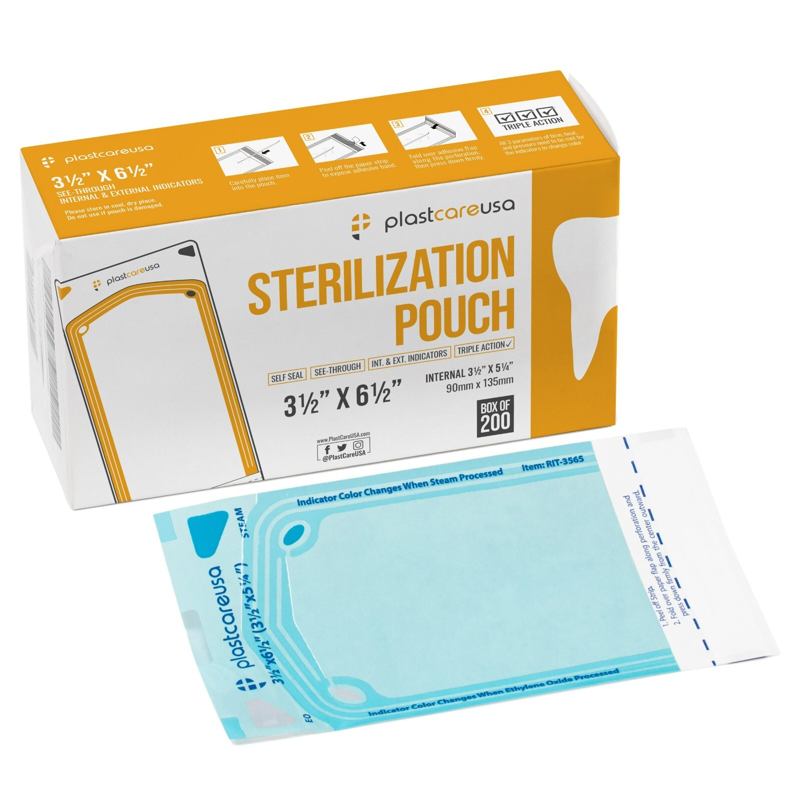 Self Sterilization Pouches Autoclave,3.5″x 6.5″ Sterilization Bags Dental Tattoo